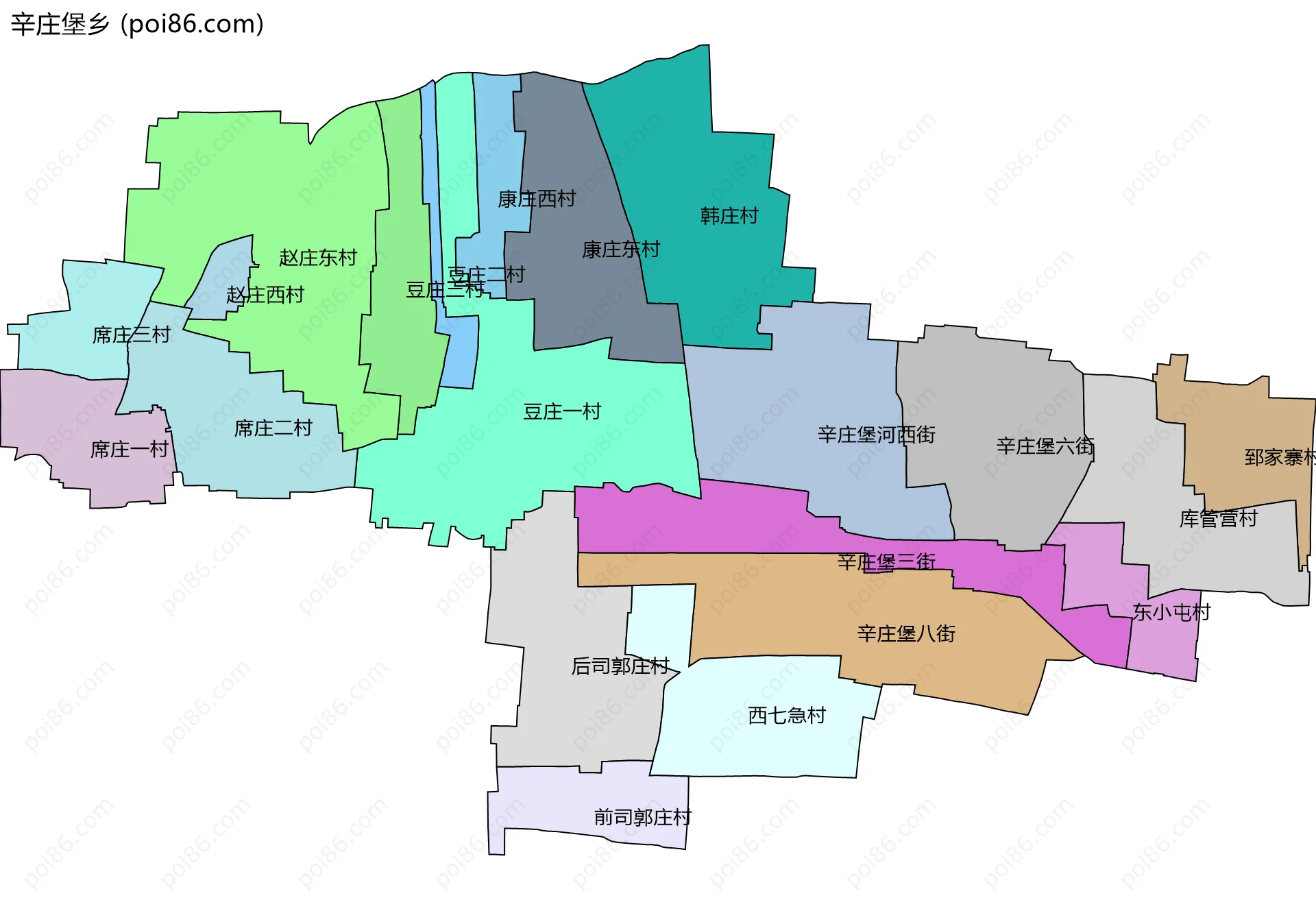 辛庄堡乡边界地图(五级行政区划)