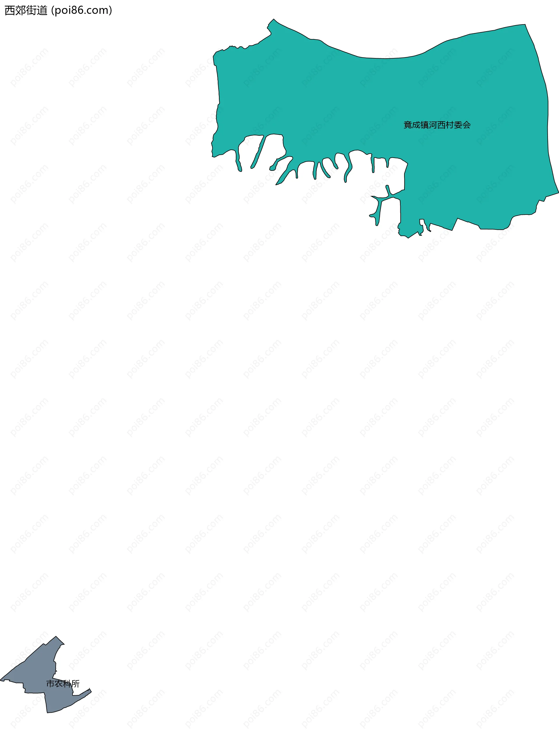 西郊街道边界地图(五级行政区划)