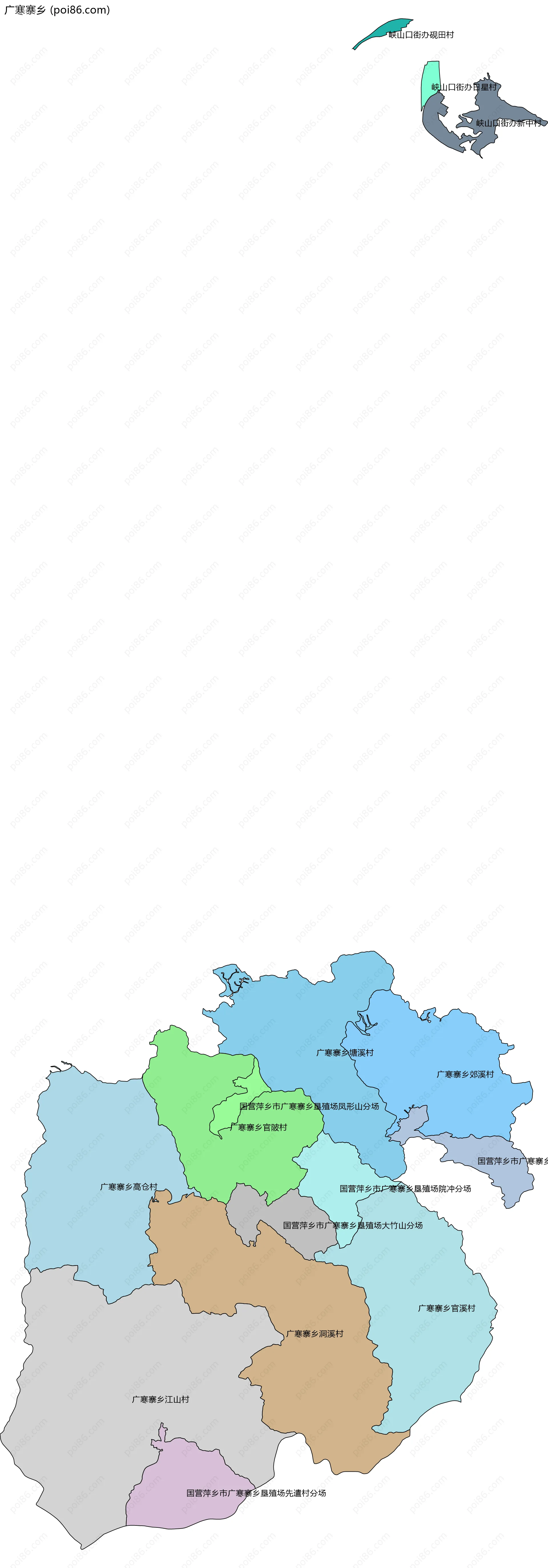 广寒寨乡边界地图(五级行政区划)