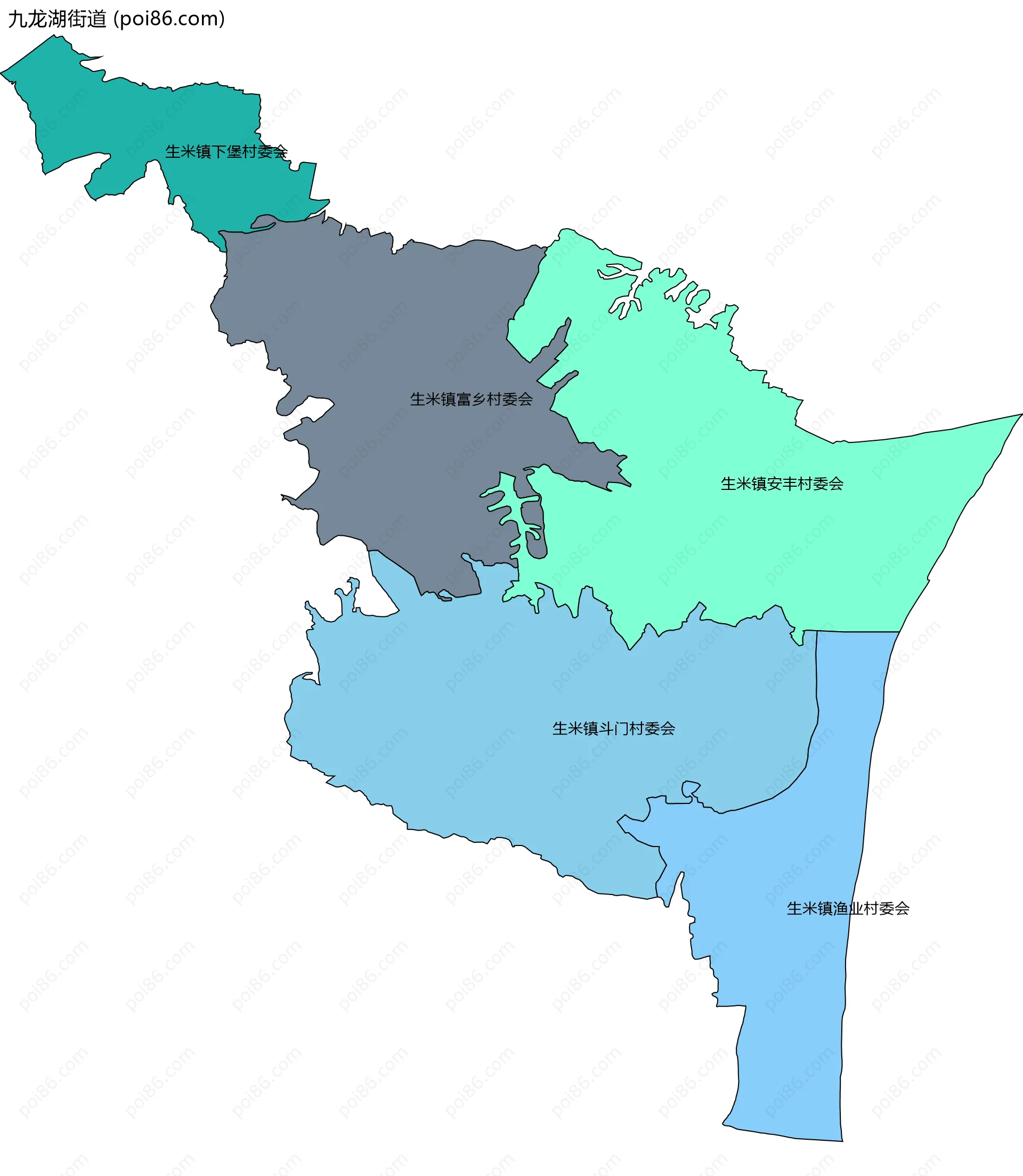 九龙湖街道边界地图(五级行政区划)