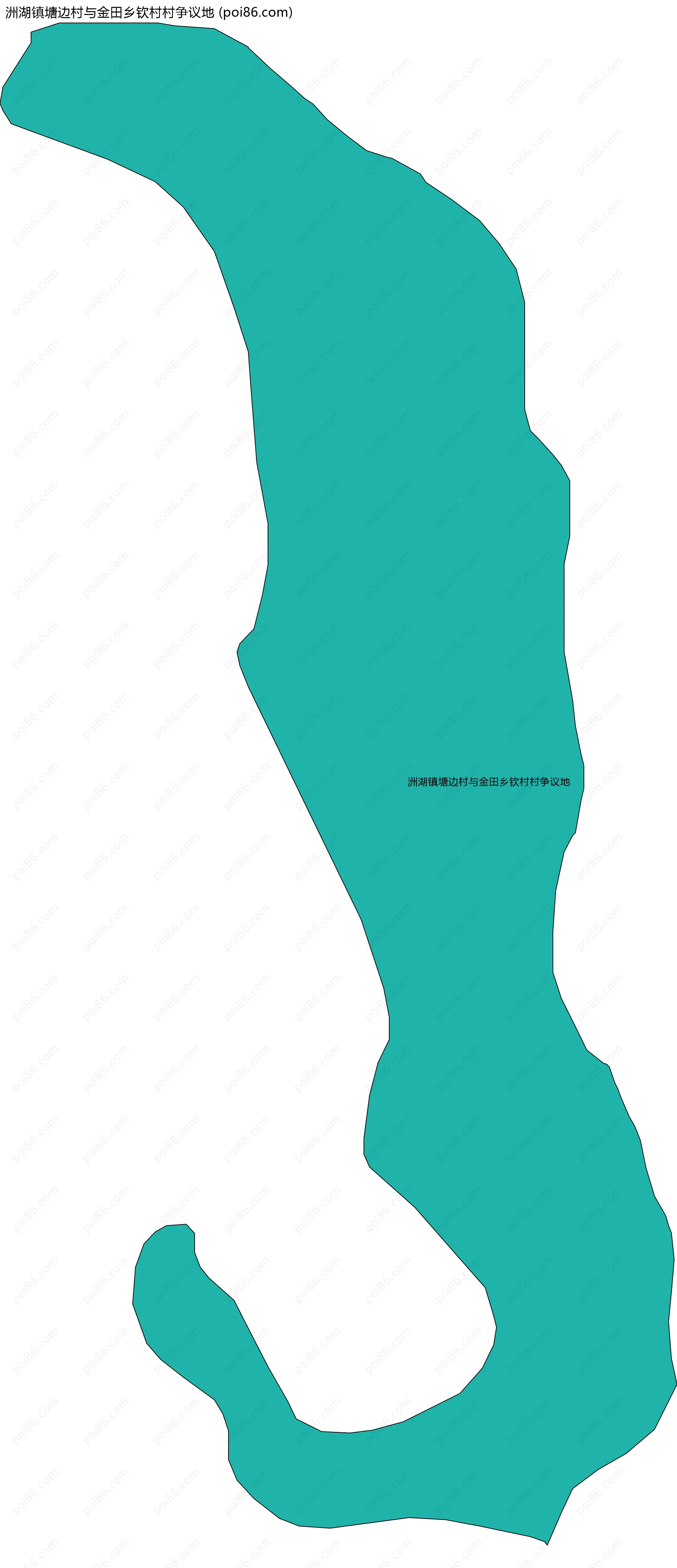 洲湖镇塘边村与金田乡钦村村争议地边界地图