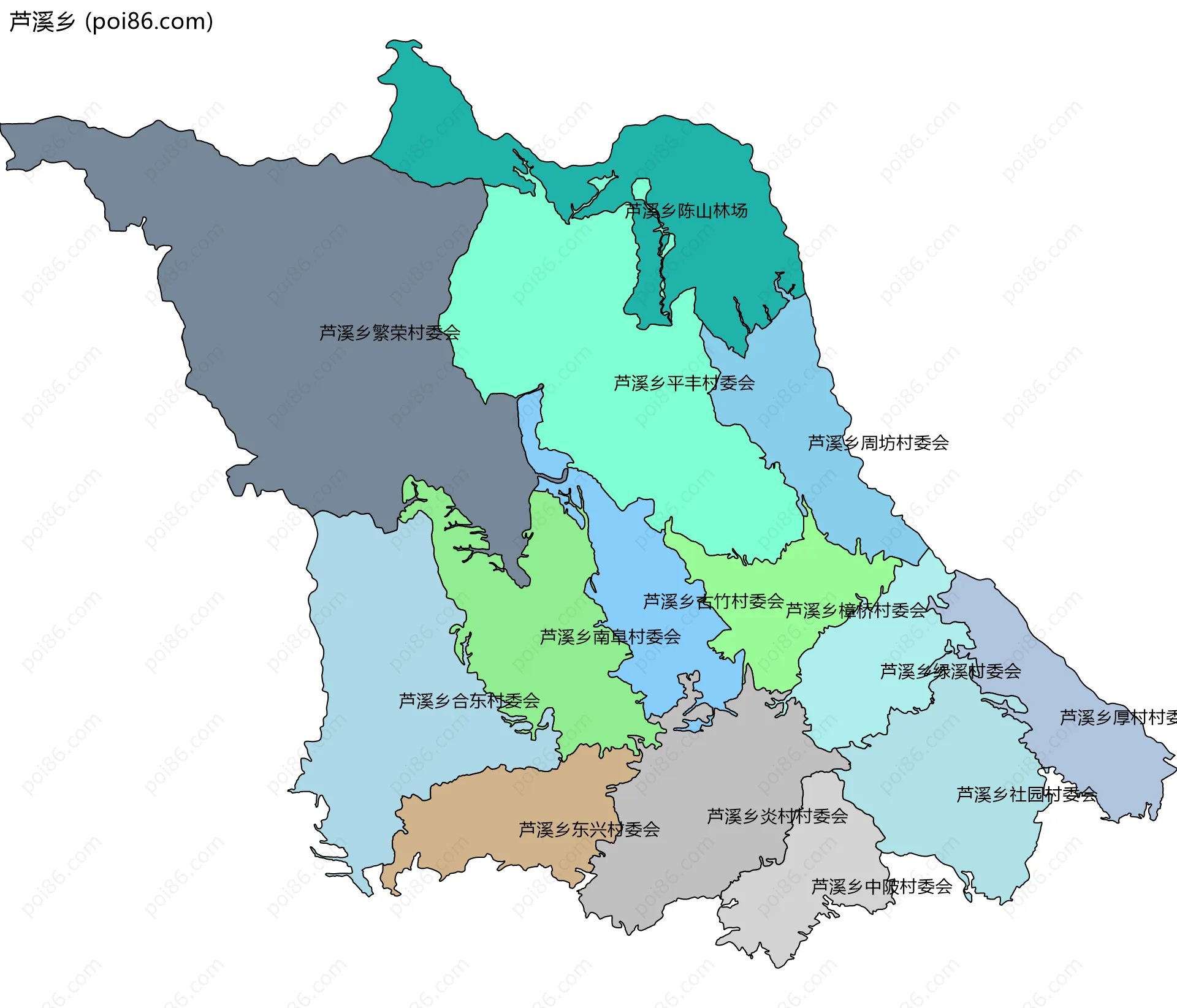 芦溪乡边界地图(五级行政区划)
