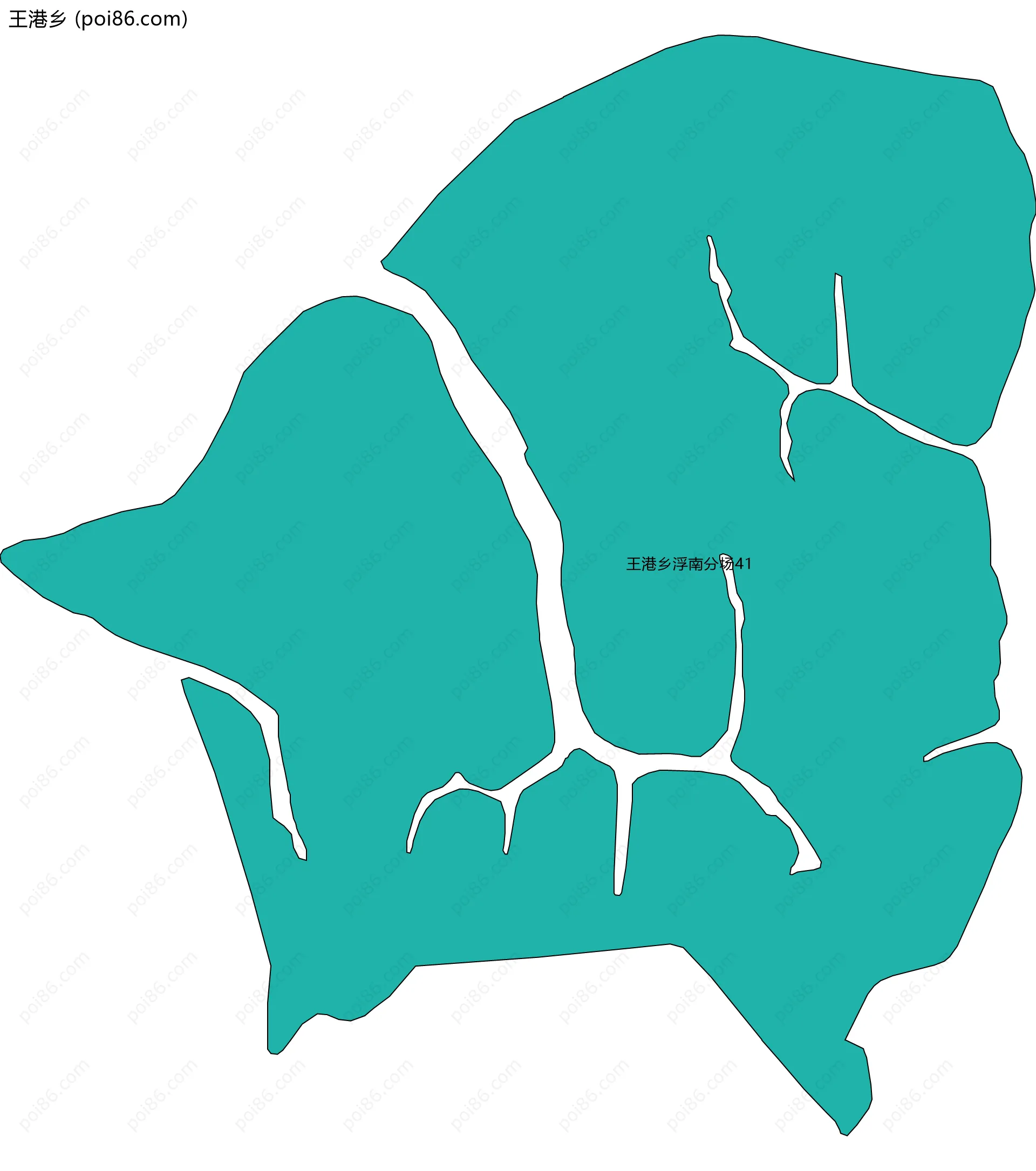 王港乡边界地图(五级行政区划)