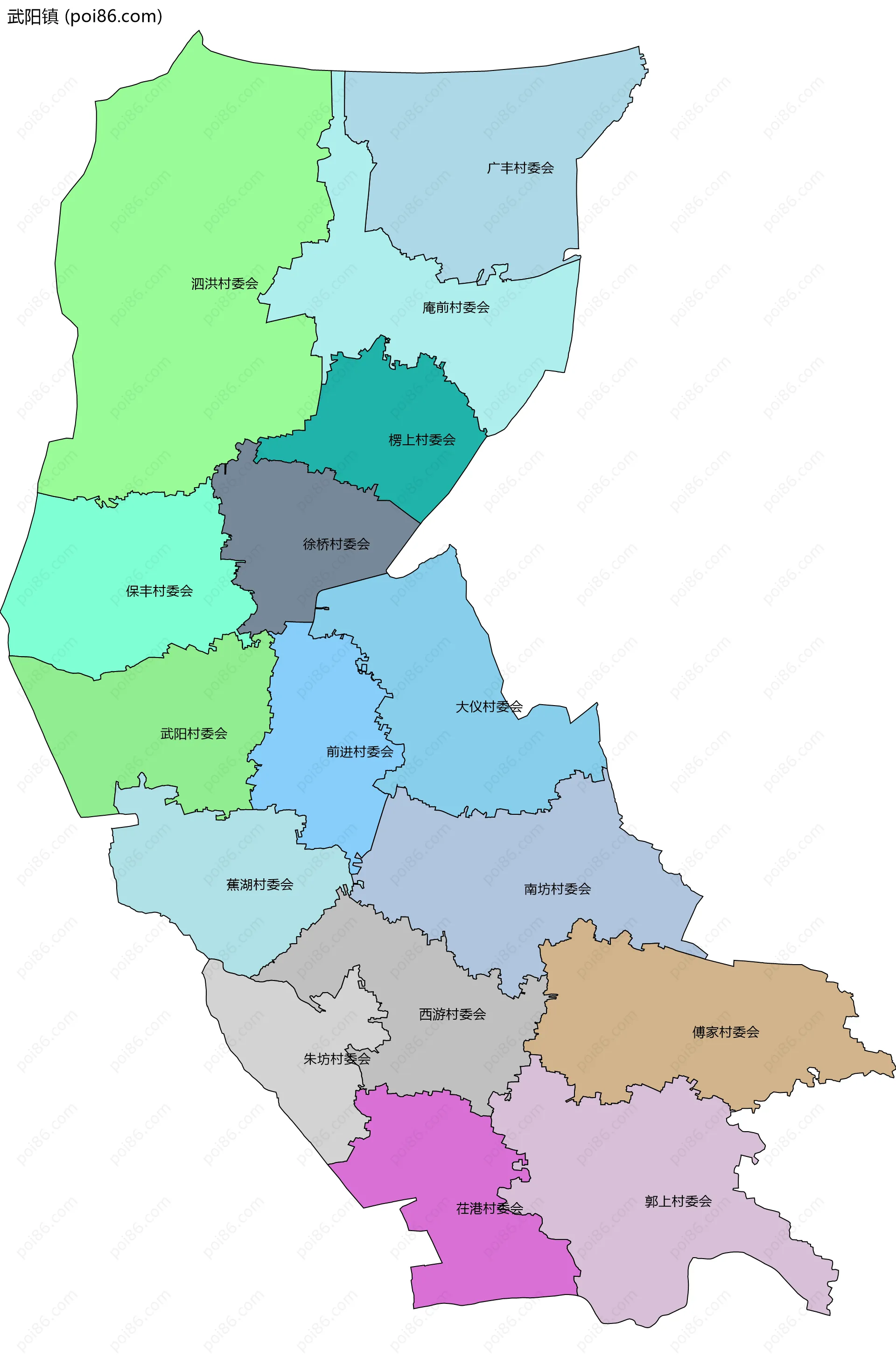 武阳镇边界地图(五级行政区划)