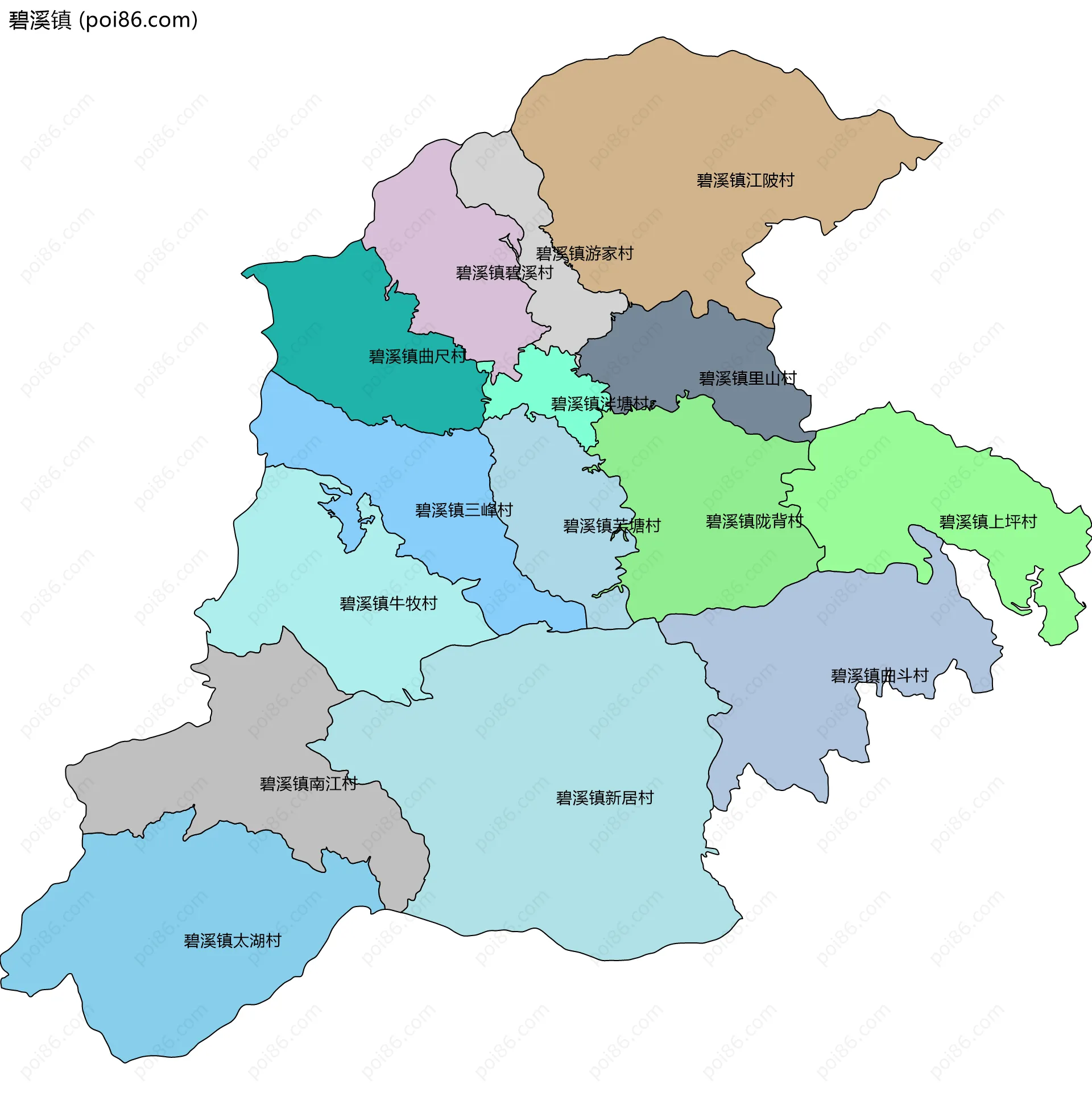 碧溪镇边界地图(五级行政区划)