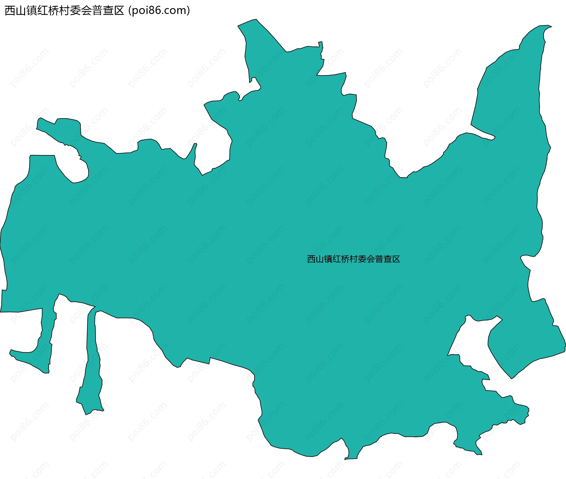 西山镇红桥村委会普查区边界地图