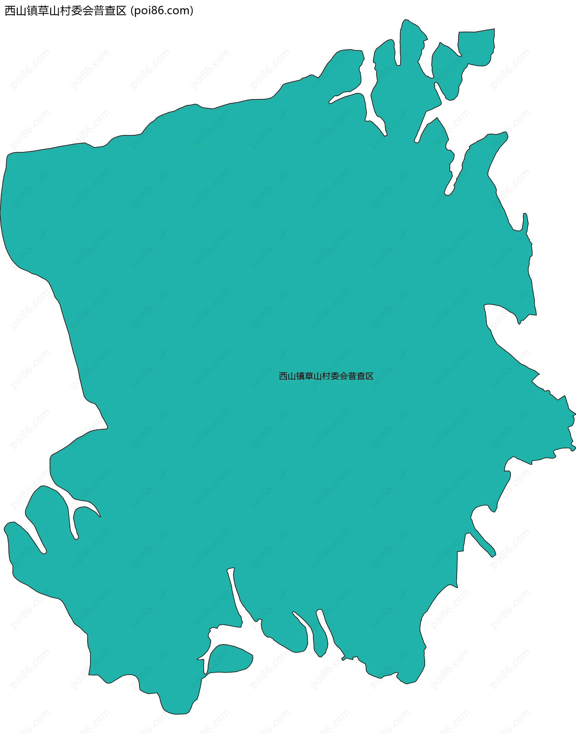 西山镇草山村委会普查区边界地图