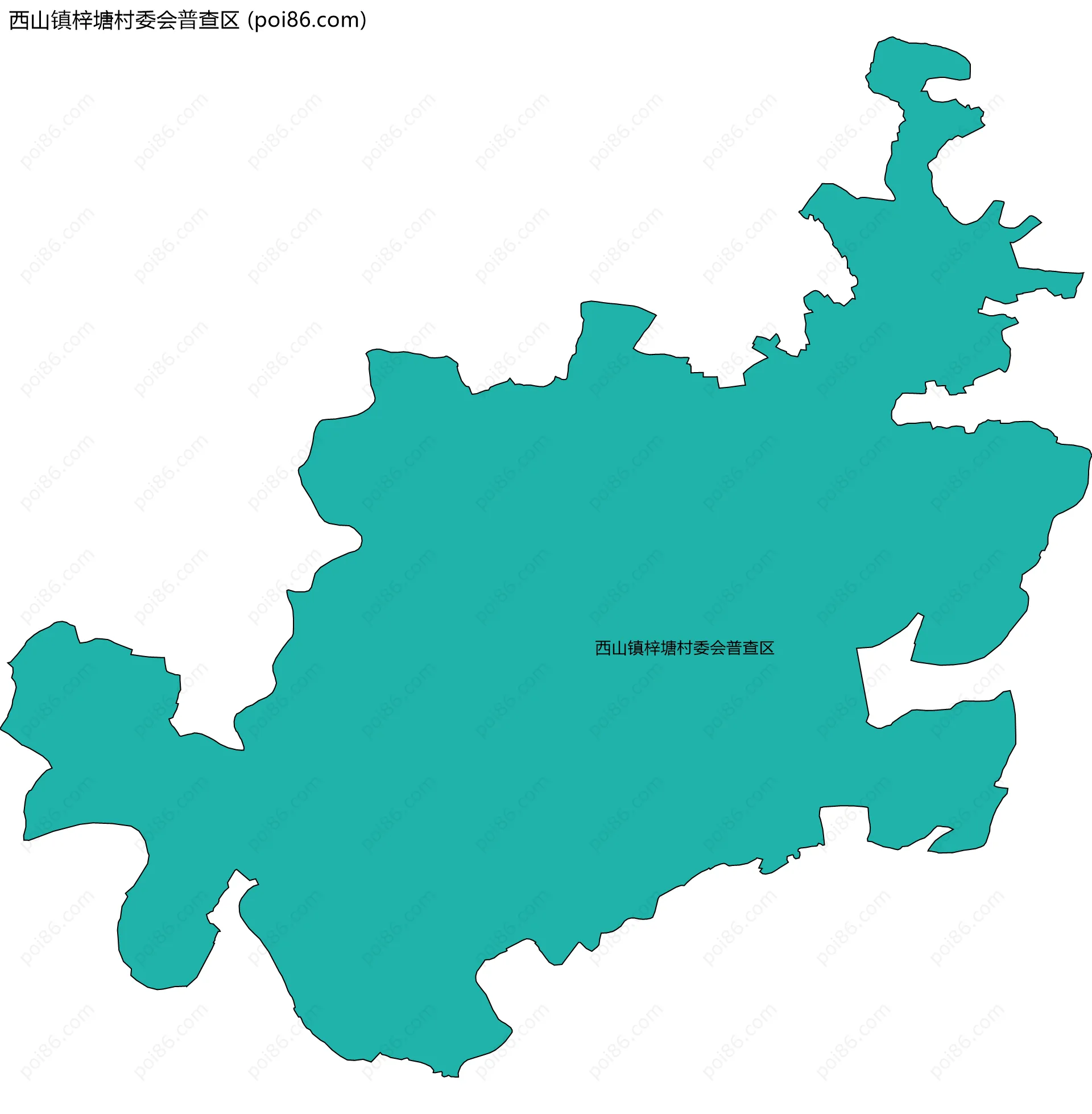 西山镇梓塘村委会普查区边界地图