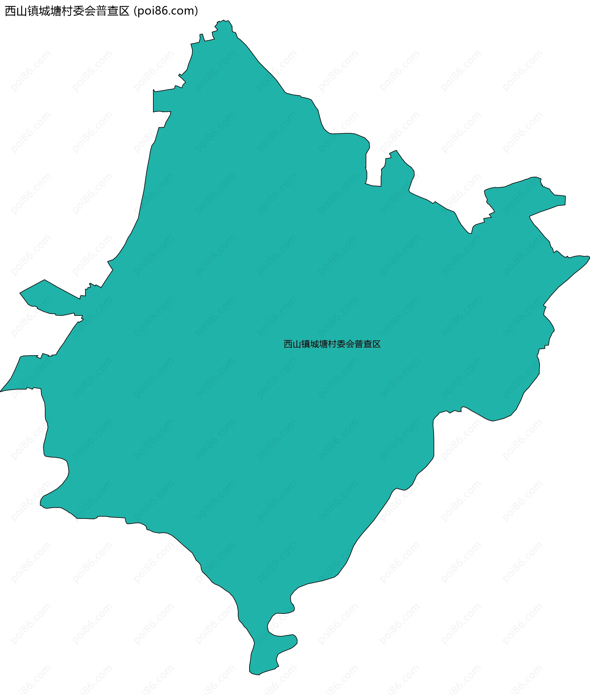 西山镇城塘村委会普查区边界地图