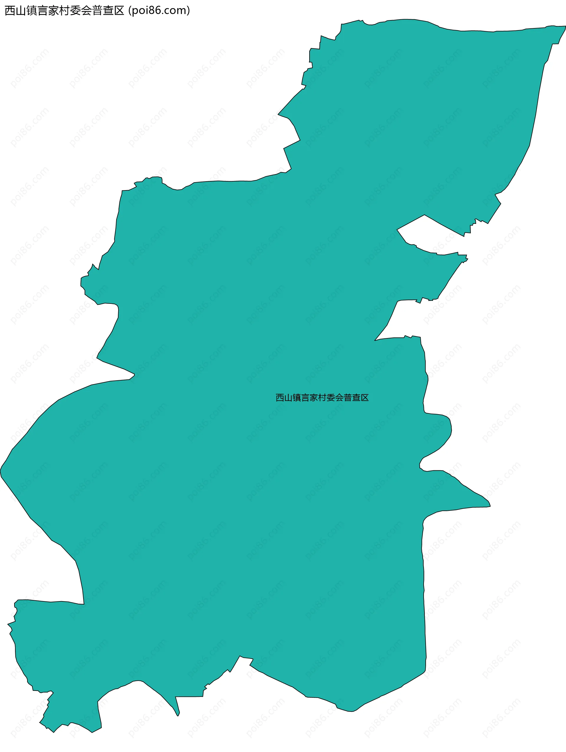 西山镇言家村委会普查区边界地图