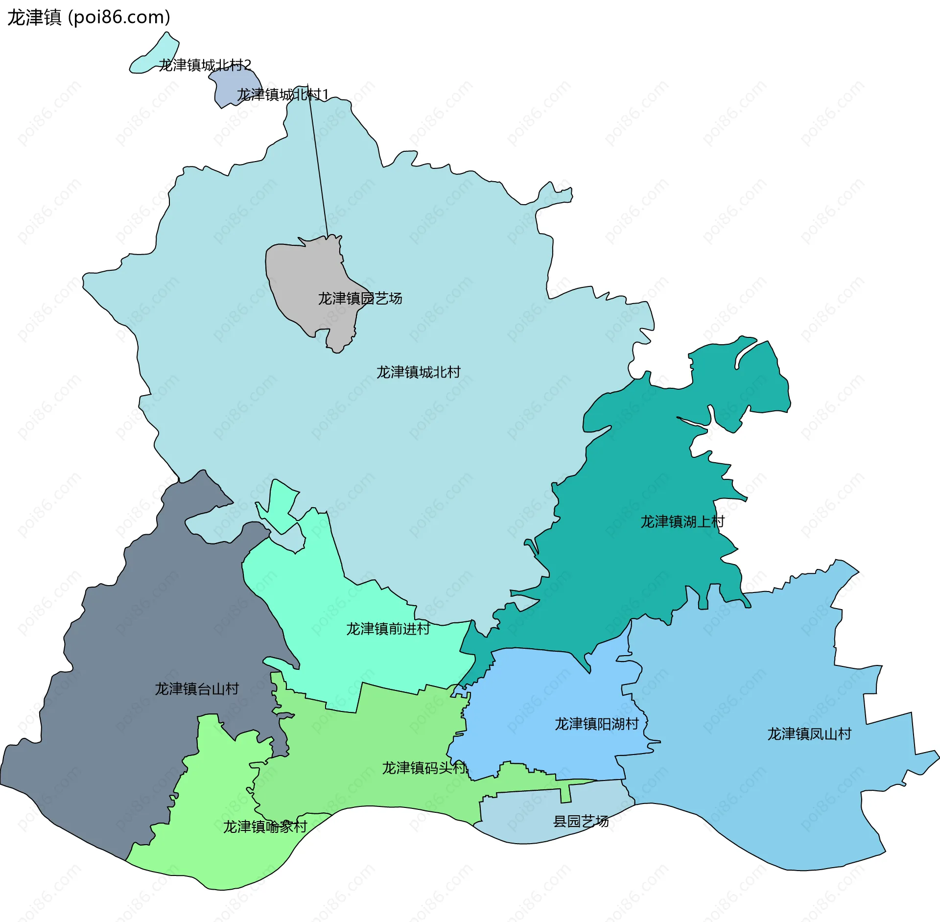 龙津镇边界地图(五级行政区划)