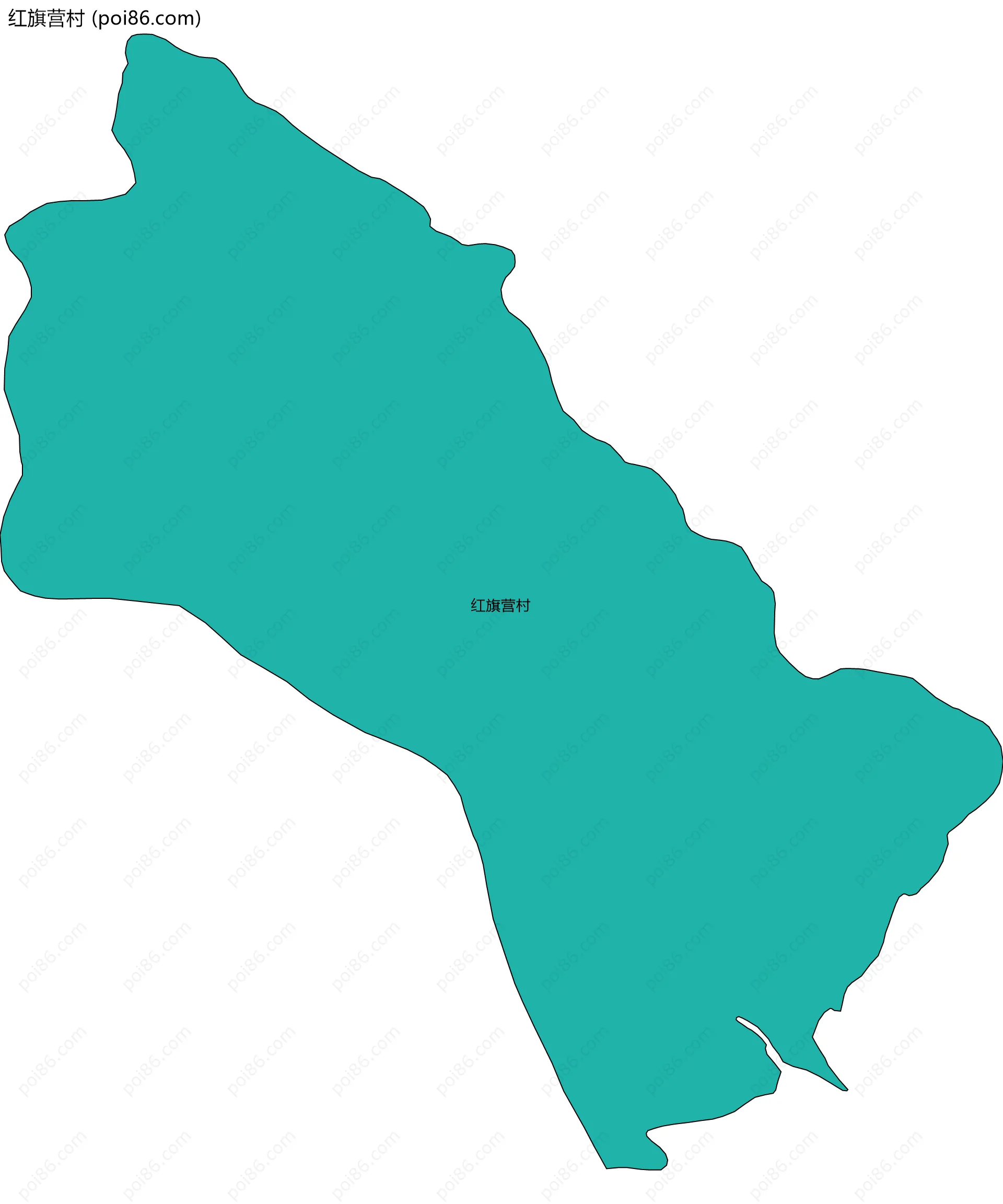 红旗营村边界地图