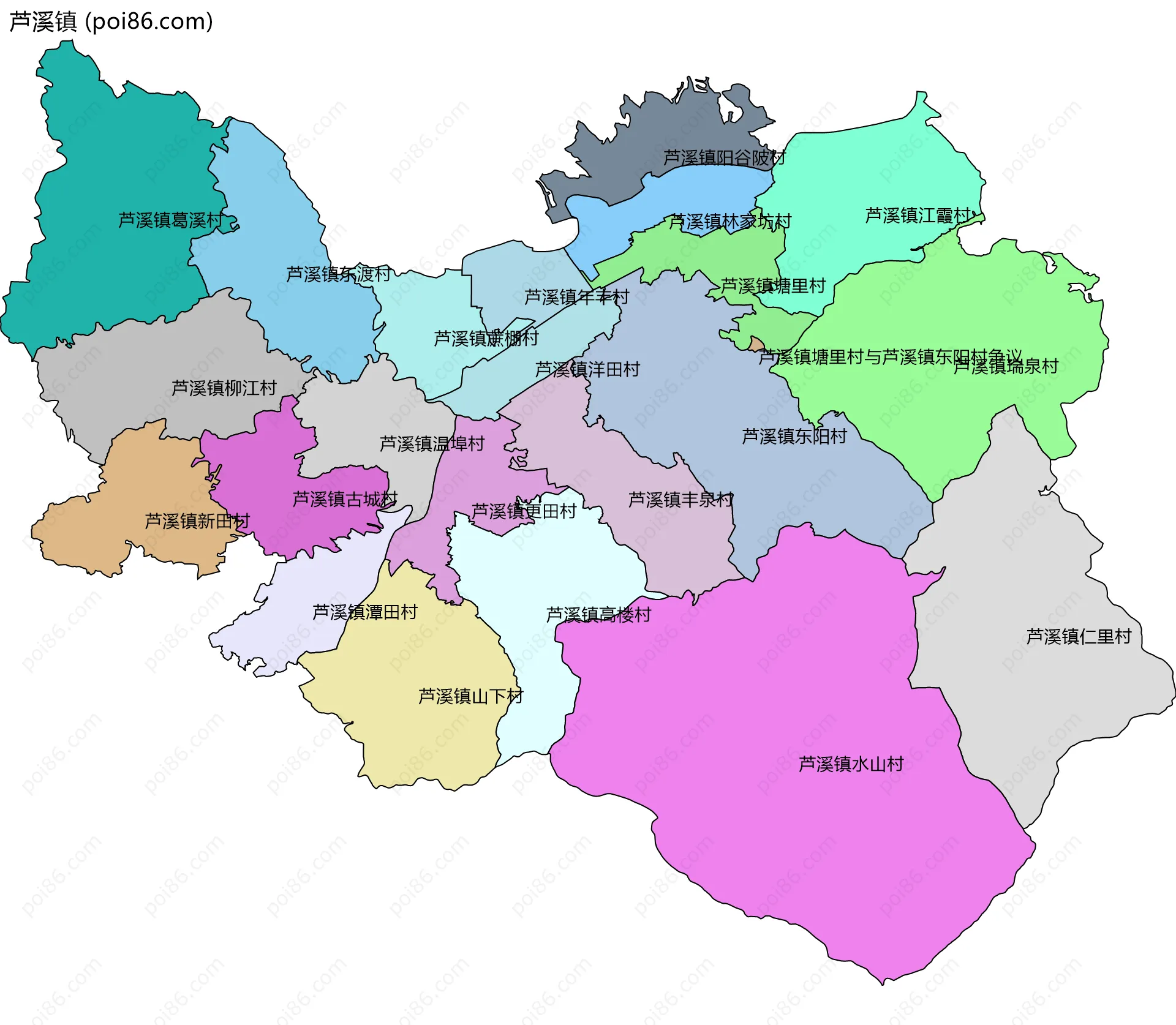 芦溪镇边界地图(五级行政区划)