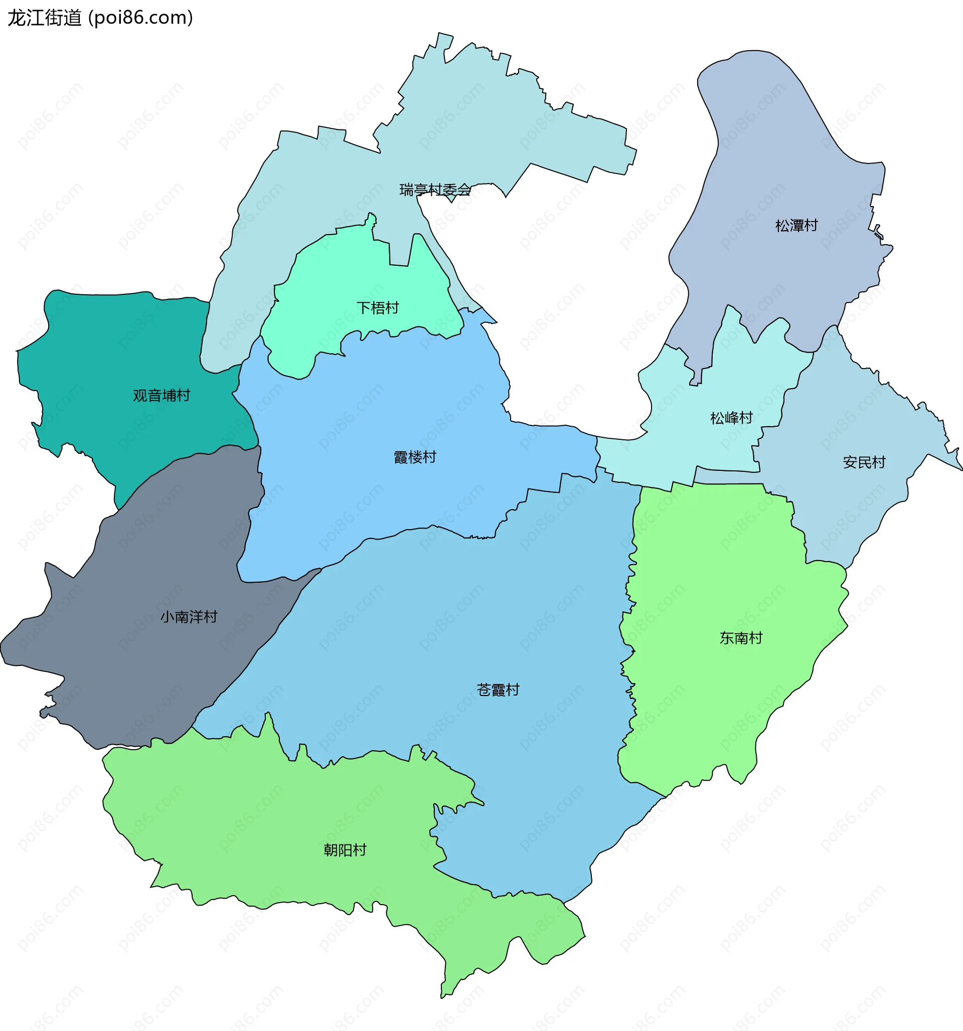 龙江街道边界地图(五级行政区划)