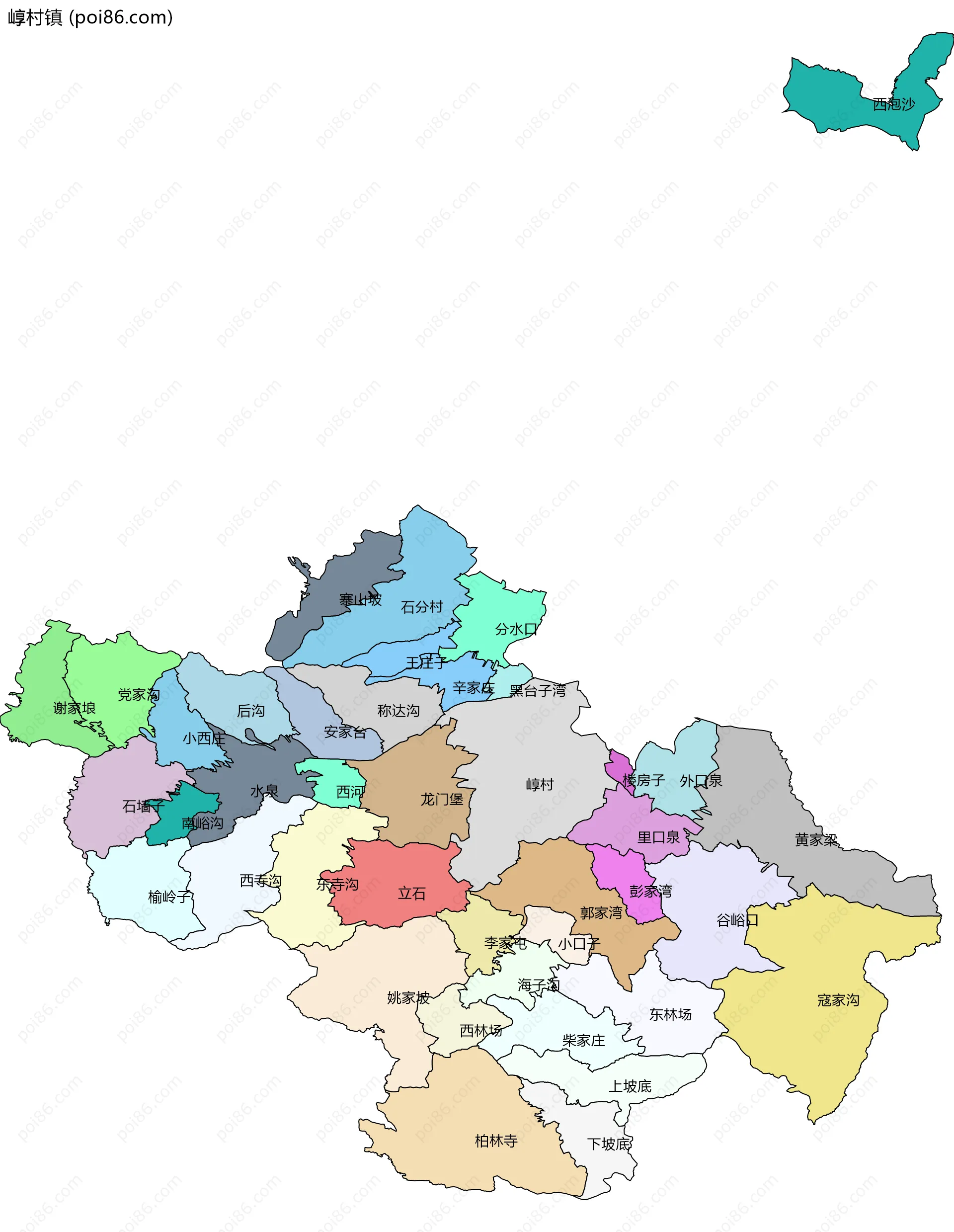 崞村镇边界地图(五级行政区划)