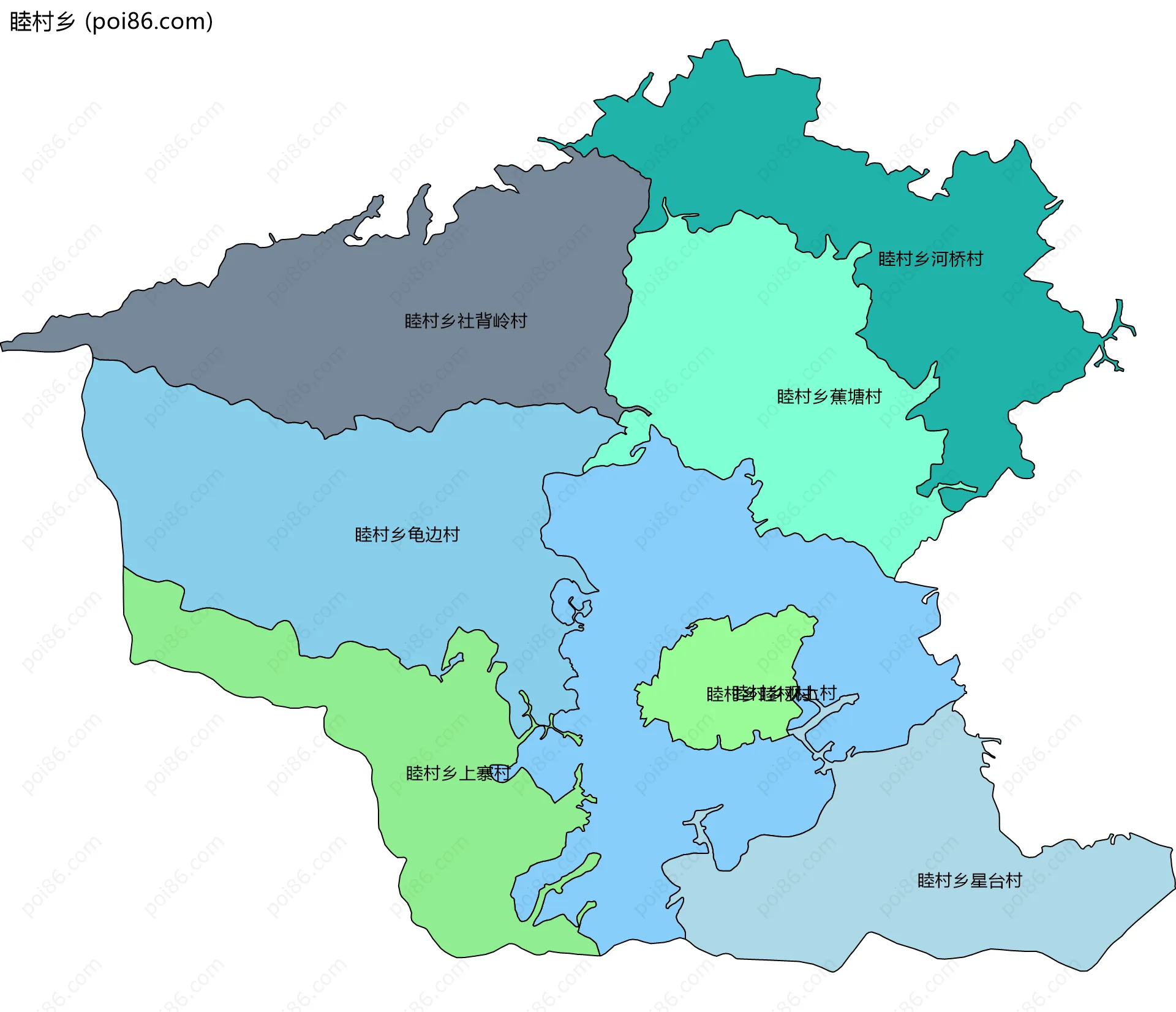 睦村乡边界地图(五级行政区划)