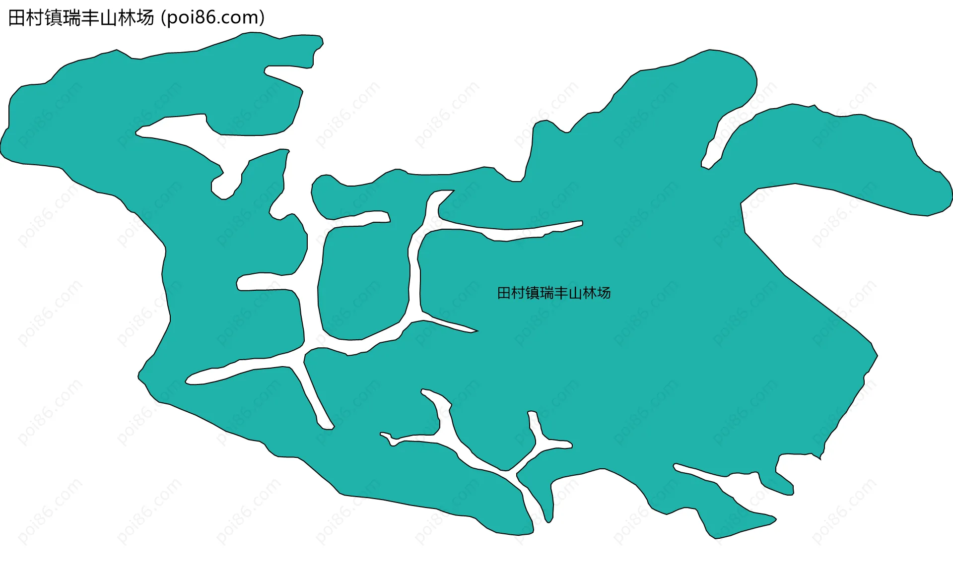 田村镇瑞丰山林场边界地图(五级行政区划)