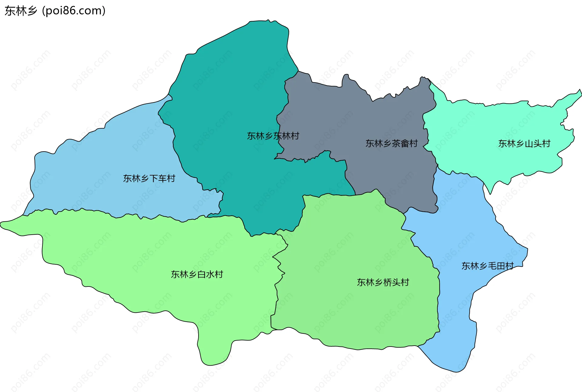 东林乡边界地图(五级行政区划)