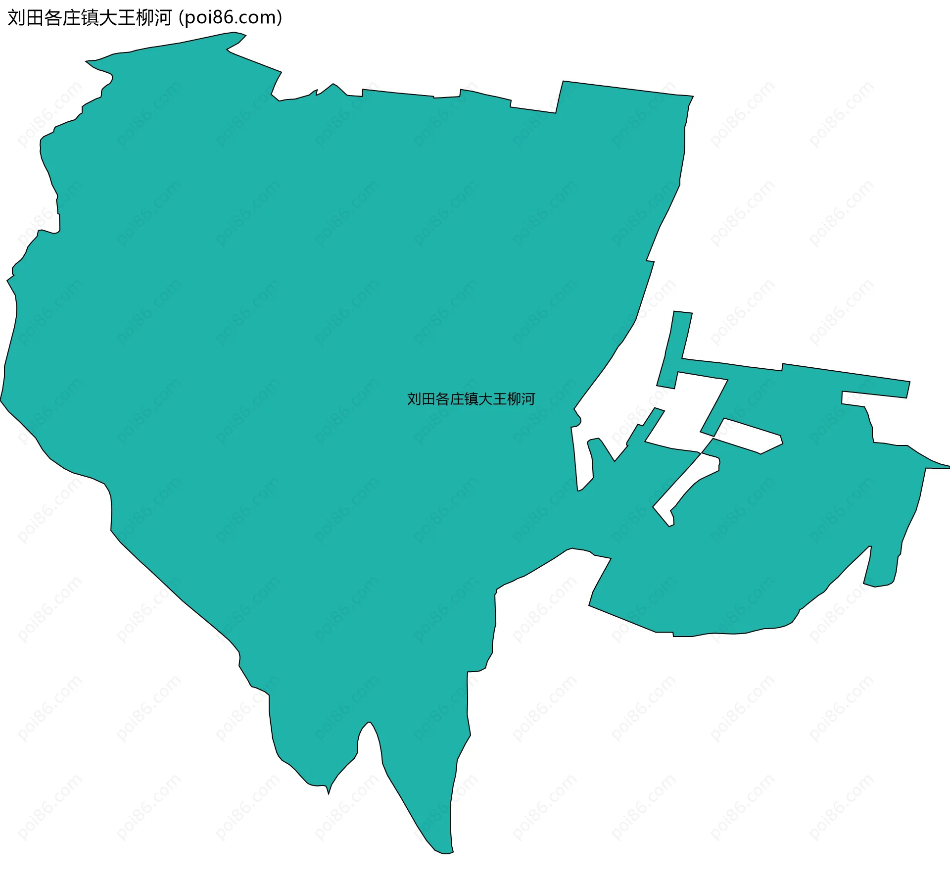 刘田各庄镇大王柳河边界地图