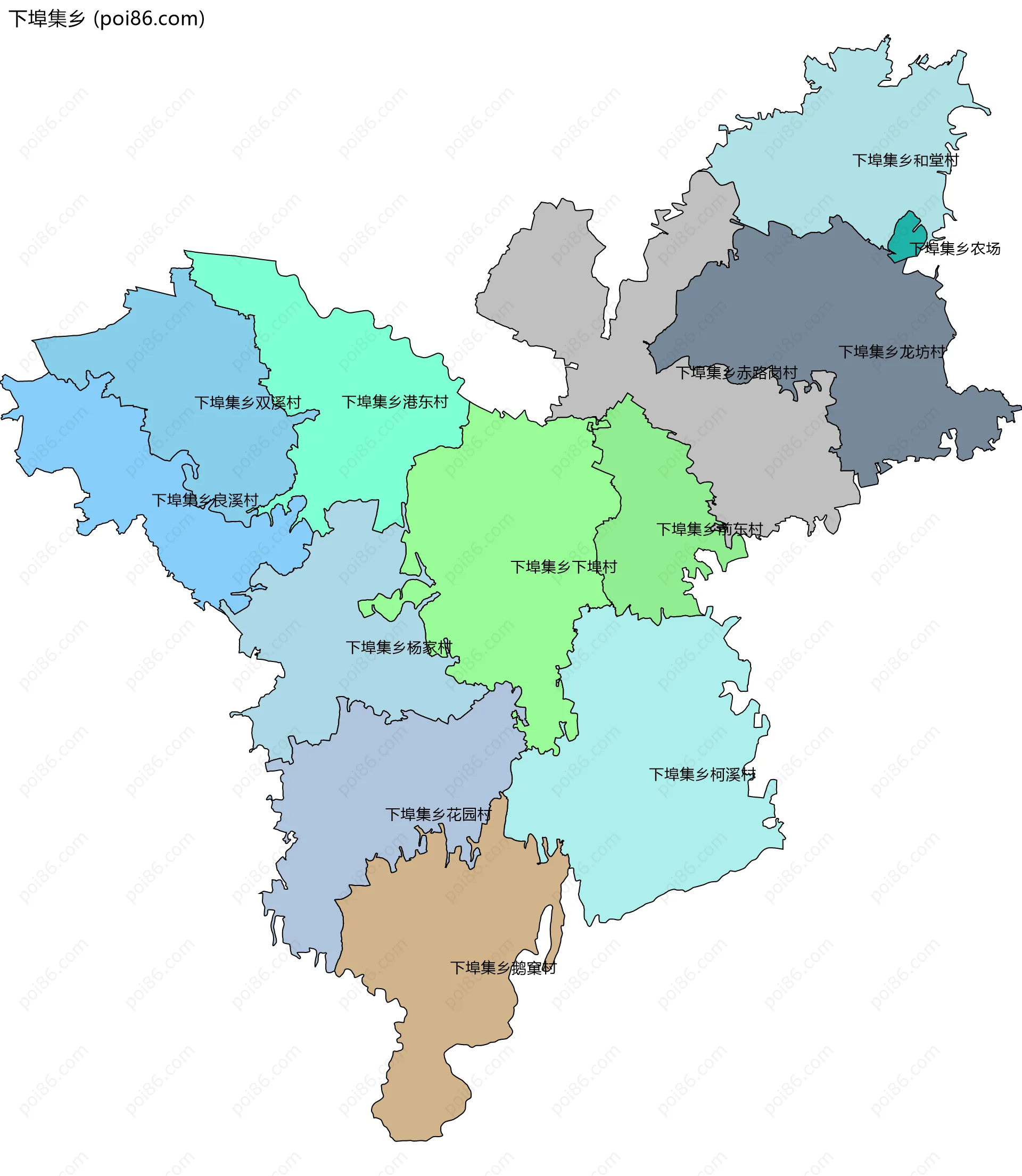 下埠集乡边界地图(五级行政区划)