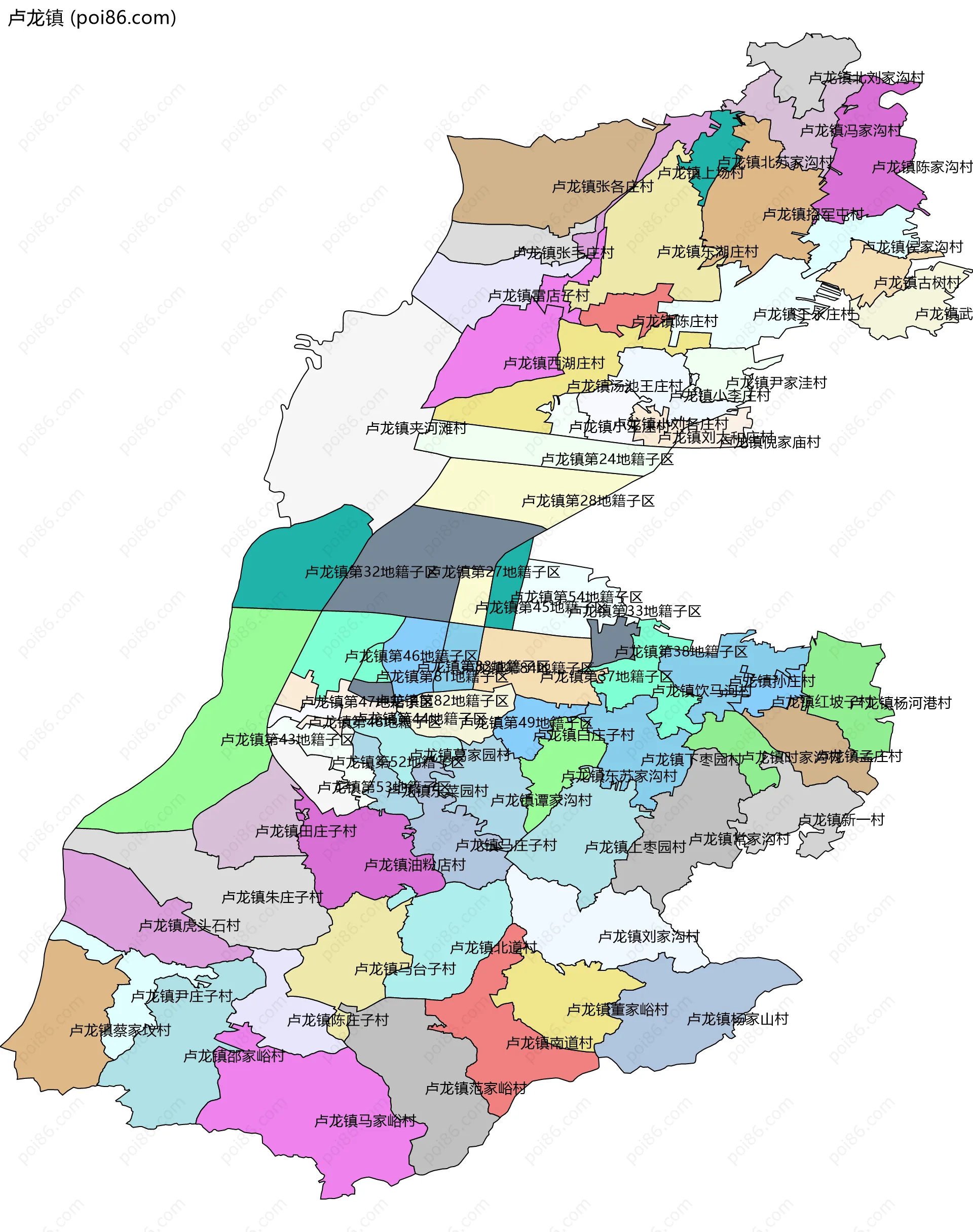 卢龙镇边界地图(五级行政区划)