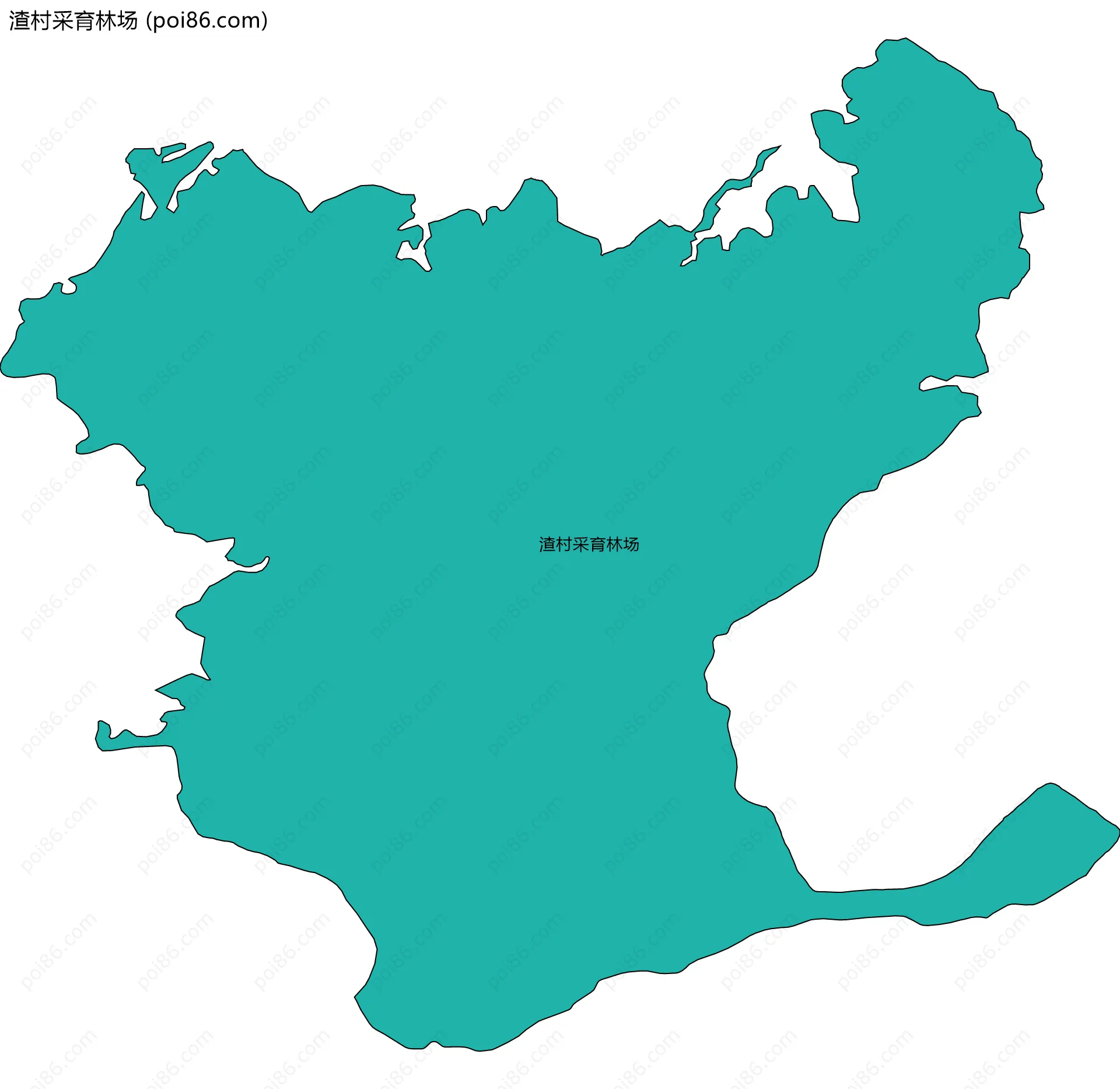 渣村采育林场边界地图(五级行政区划)