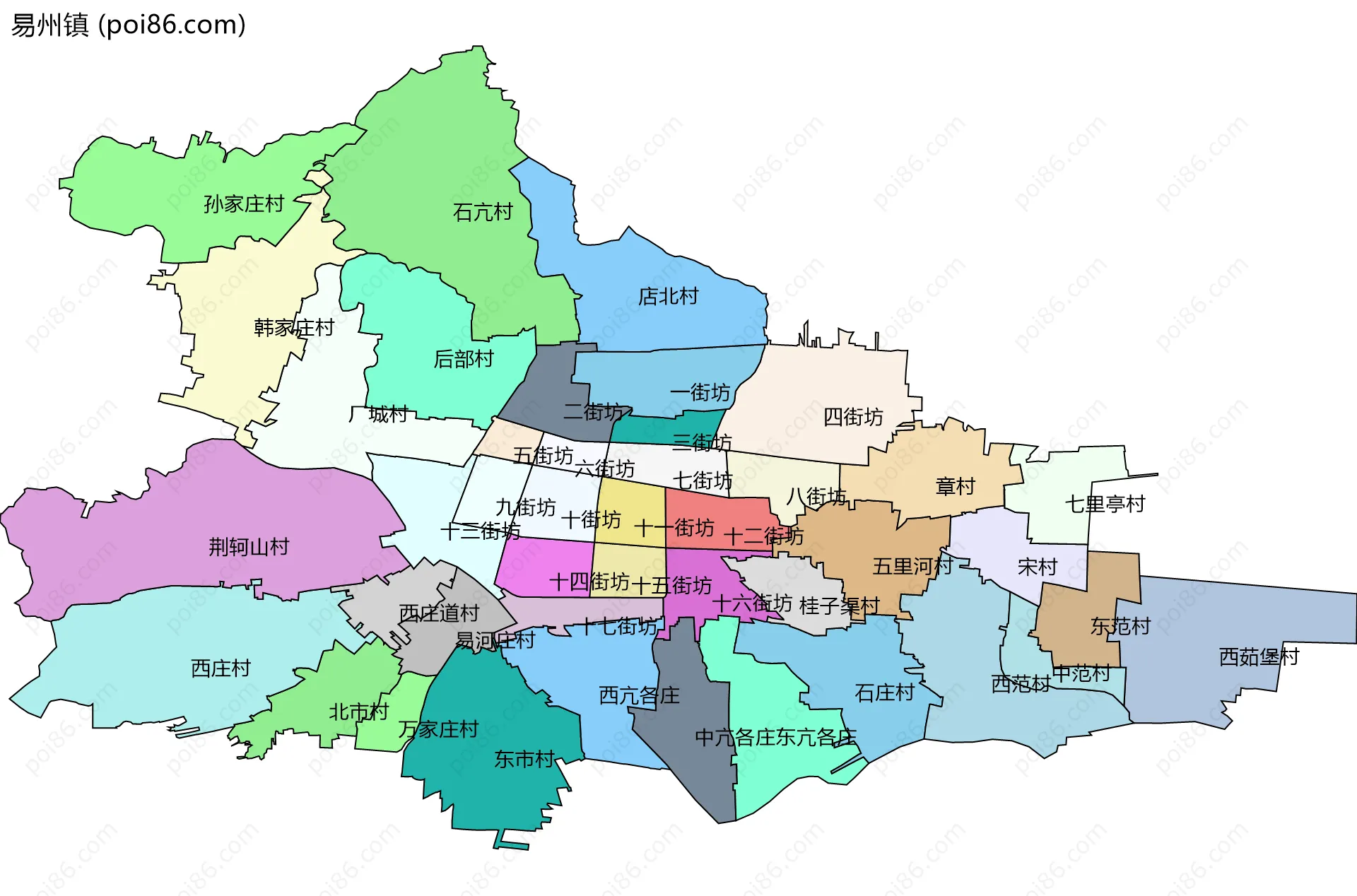 易州镇边界地图(五级行政区划)