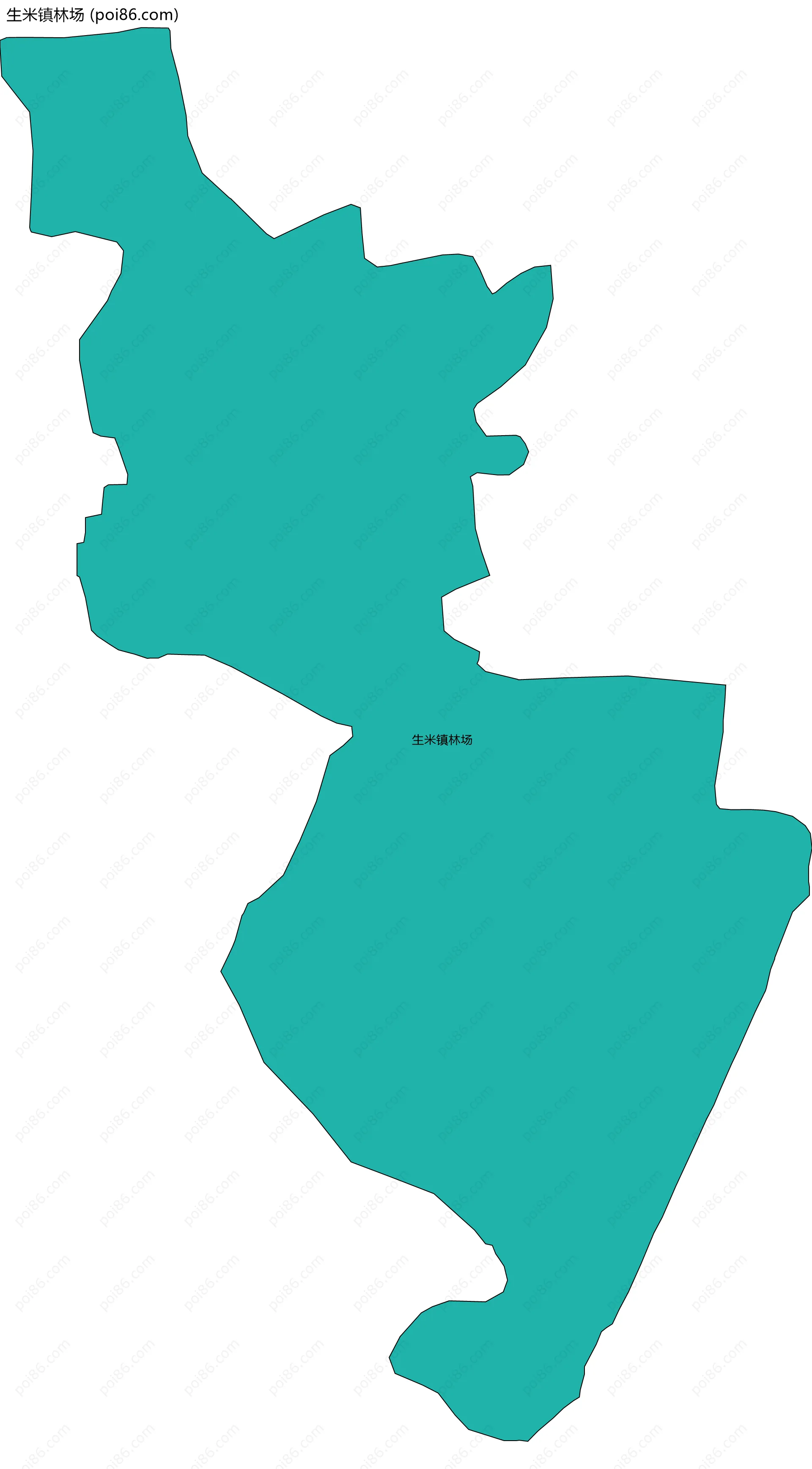 生米镇林场边界地图(五级行政区划)