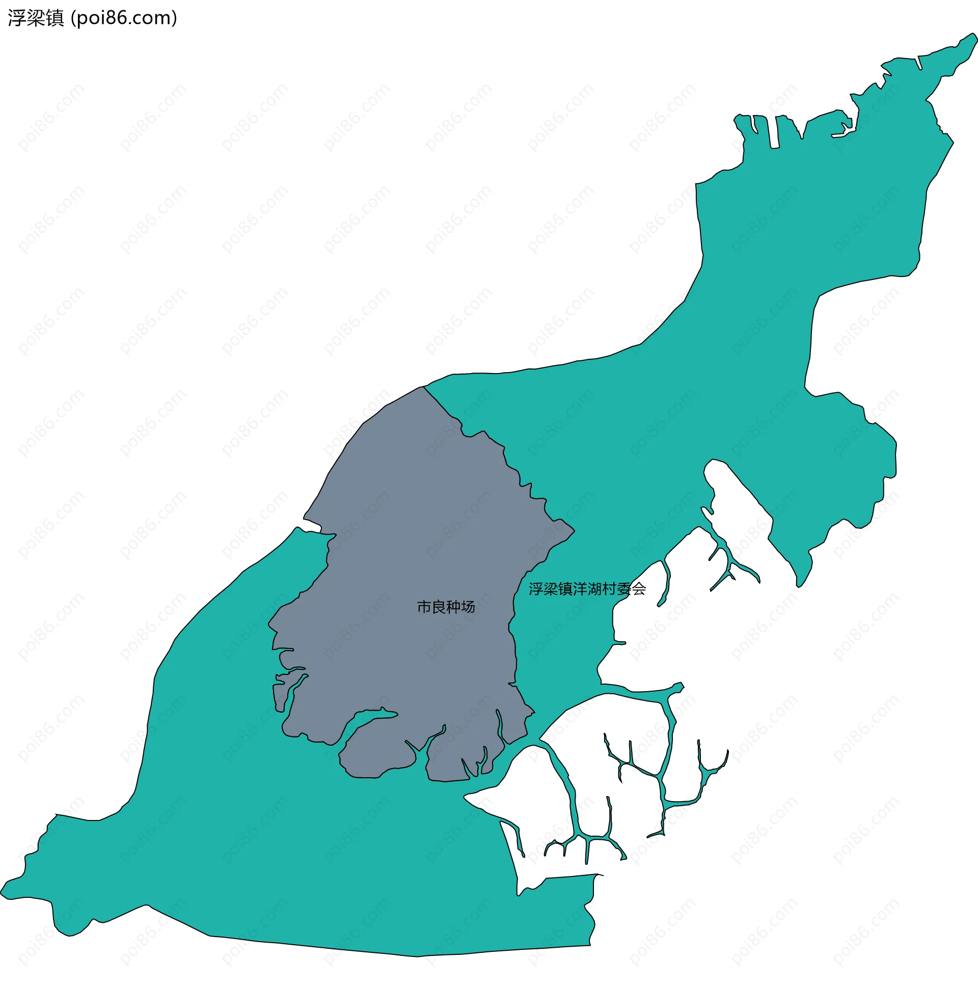 浮梁镇边界地图(五级行政区划)
