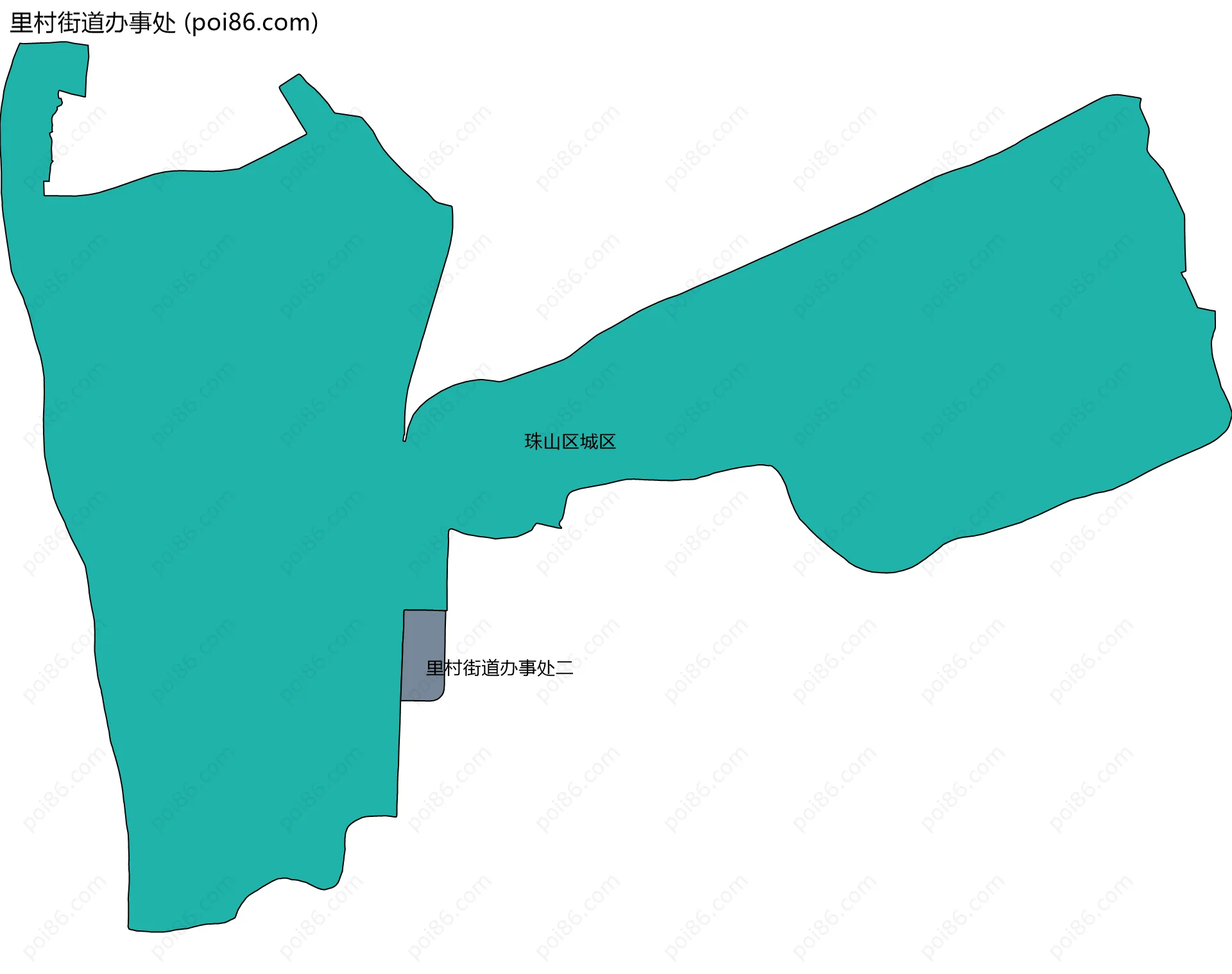 里村街道办事处边界地图(五级行政区划)
