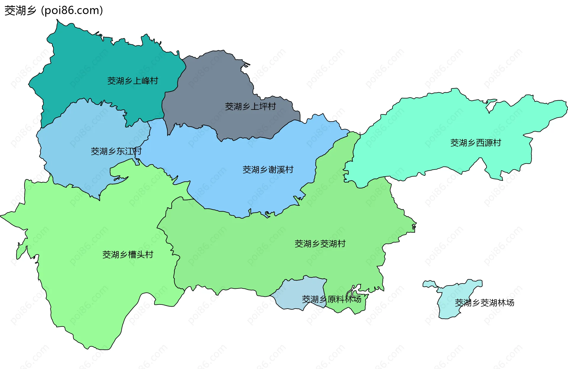 茭湖乡边界地图(五级行政区划)