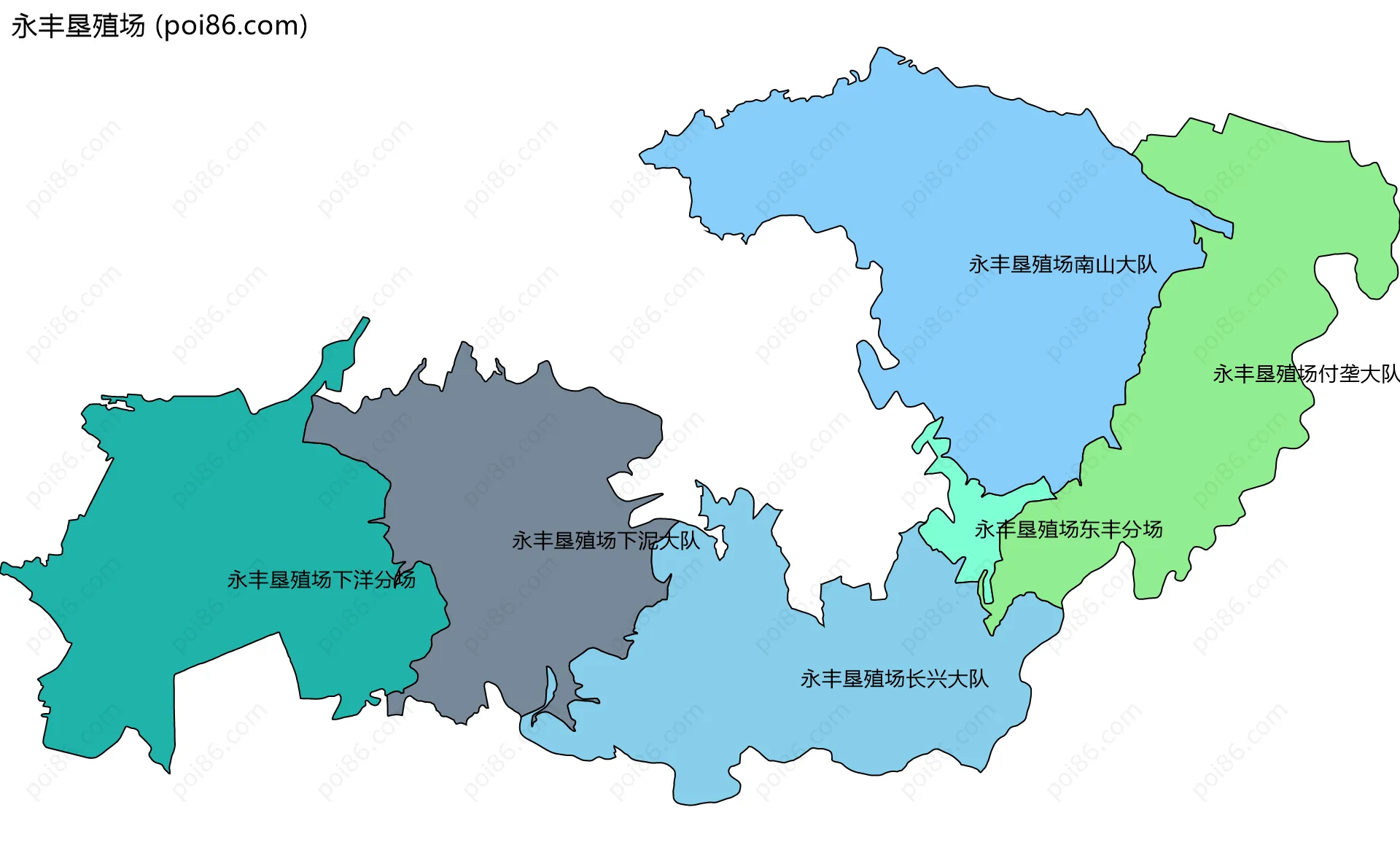 永丰垦殖场边界地图(五级行政区划)