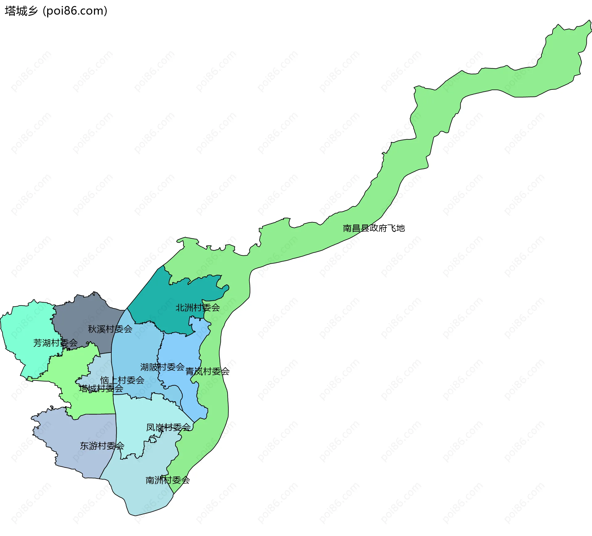 塔城乡边界地图(五级行政区划)