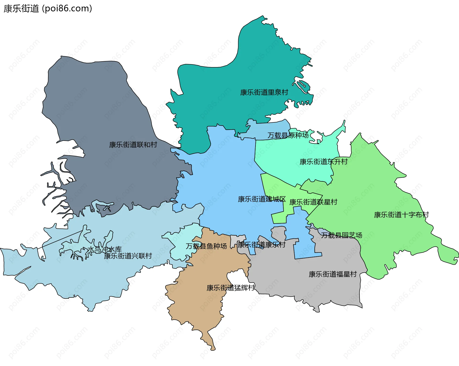 康乐街道边界地图(五级行政区划)