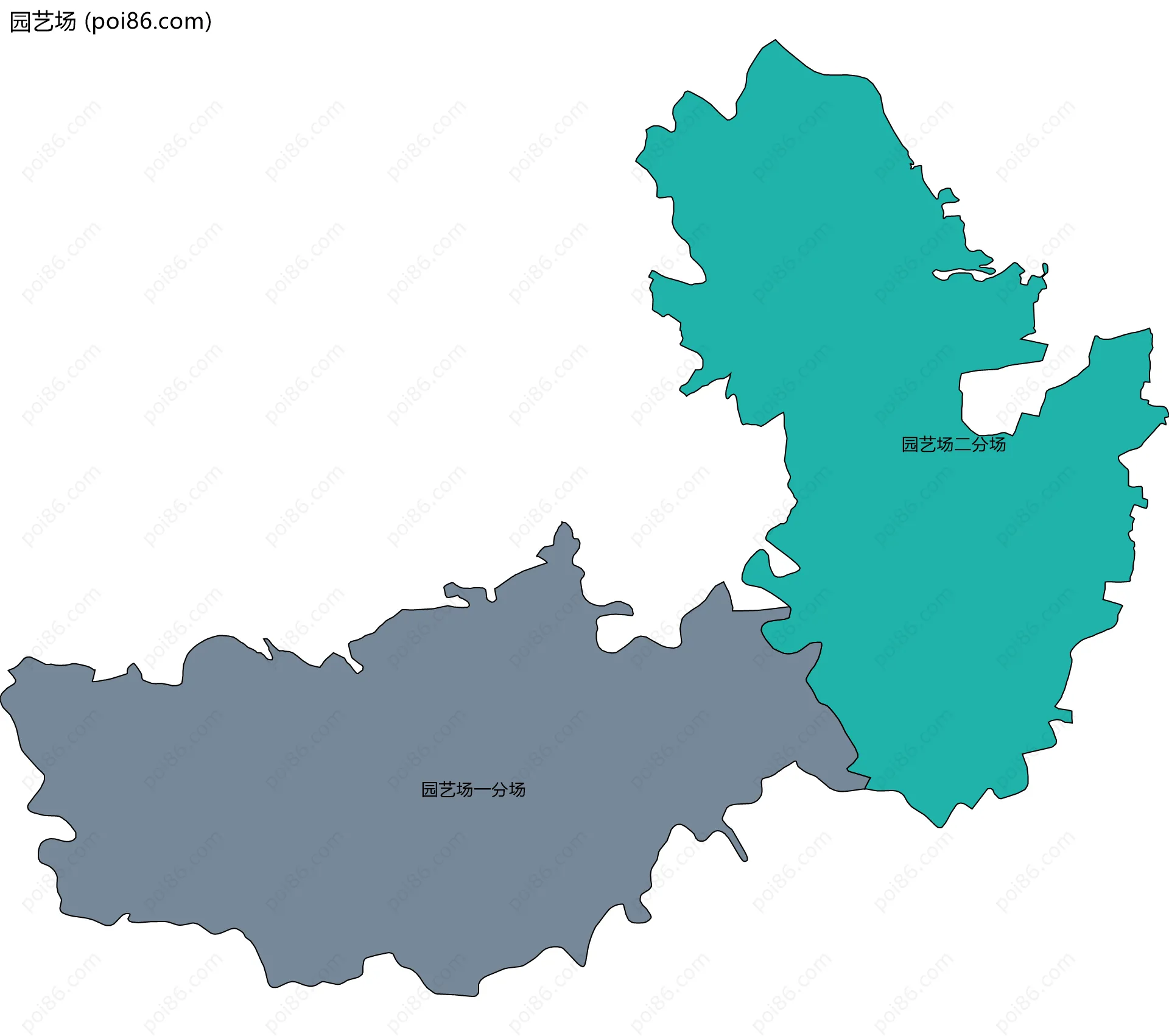 园艺场边界地图(五级行政区划)