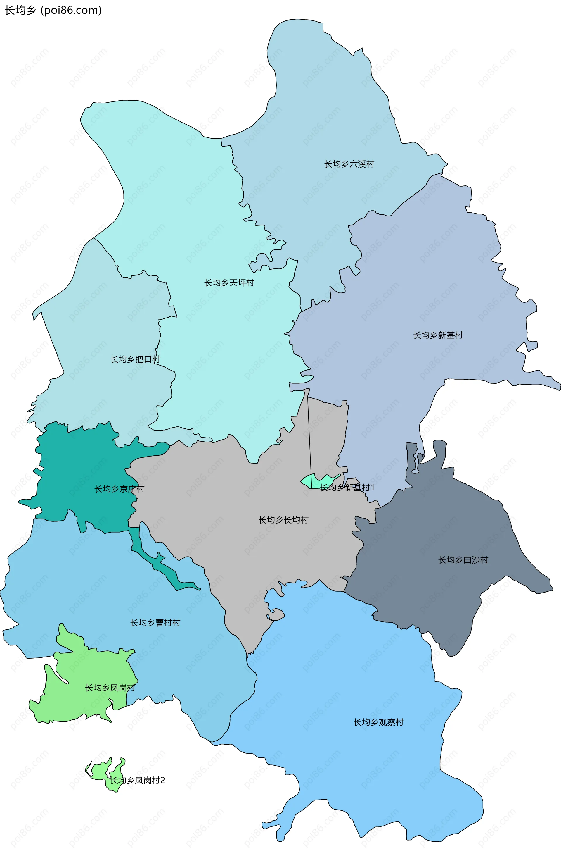长均乡边界地图(五级行政区划)