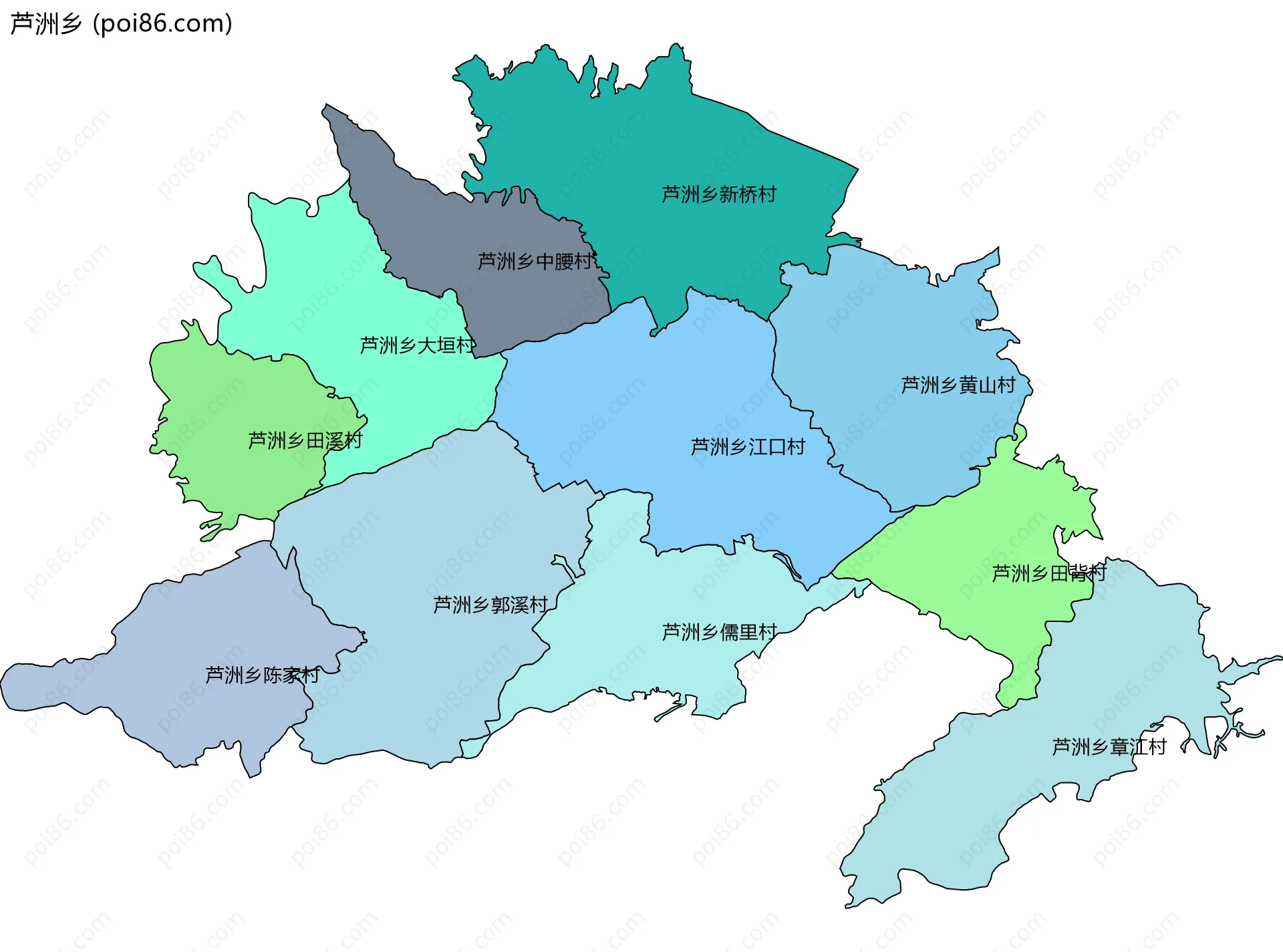 芦洲乡边界地图(五级行政区划)