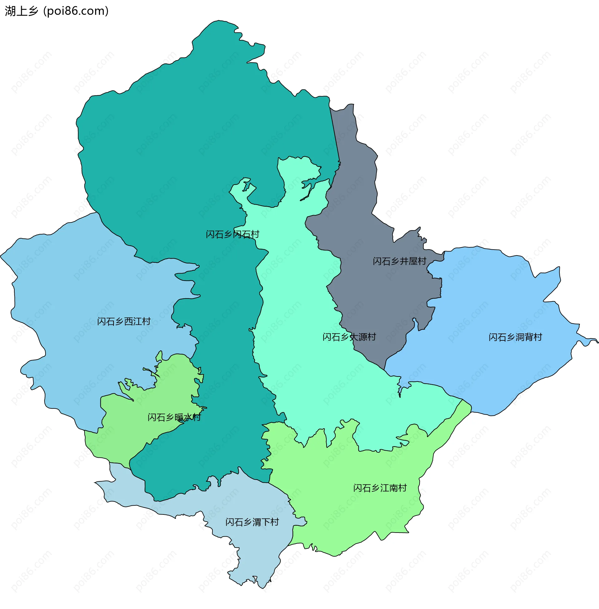 湖上乡边界地图(五级行政区划)