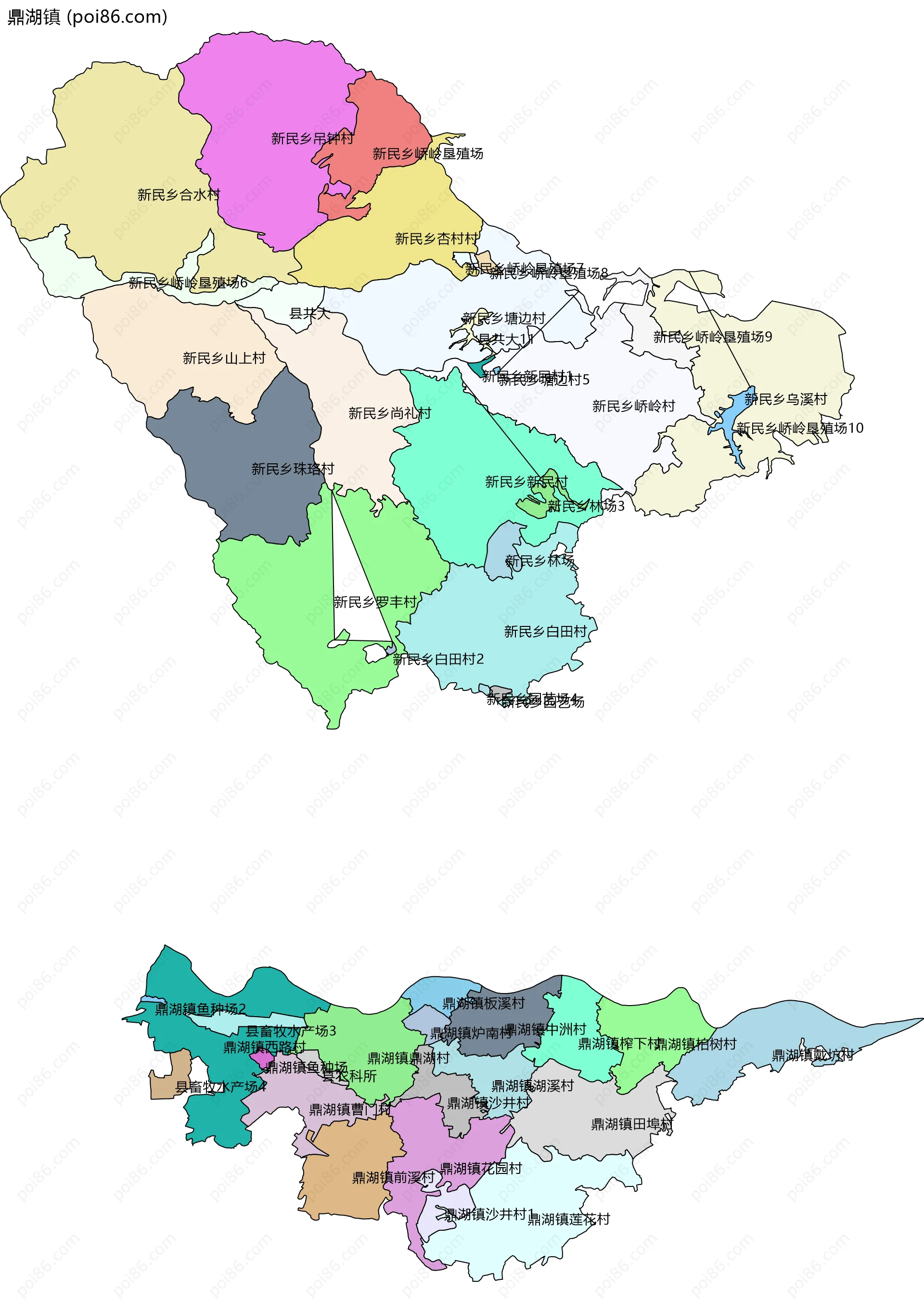 鼎湖镇边界地图(五级行政区划)