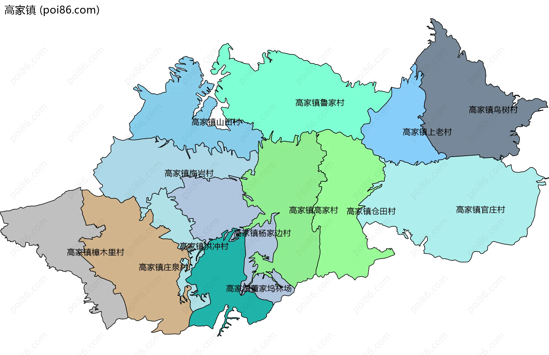 高家镇边界地图(五级行政区划)