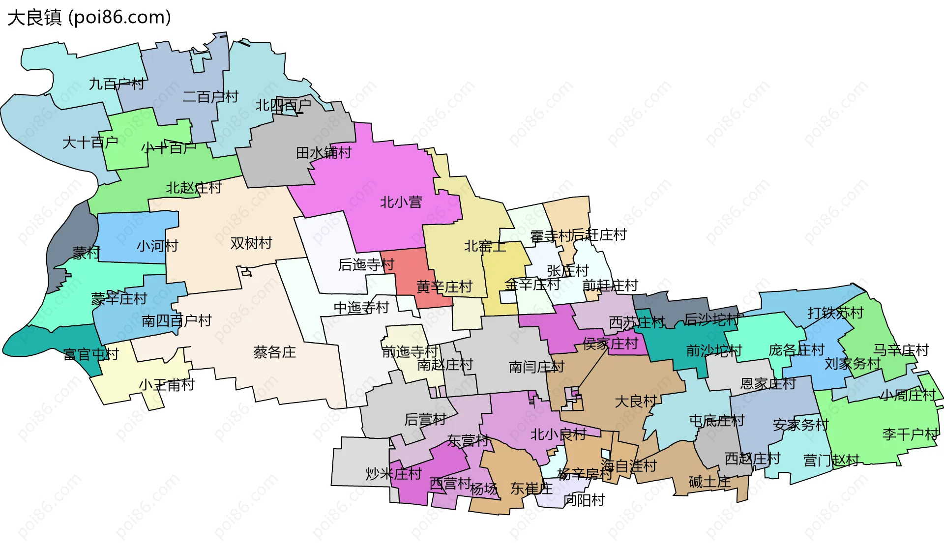 大良镇边界地图(五级行政区划)