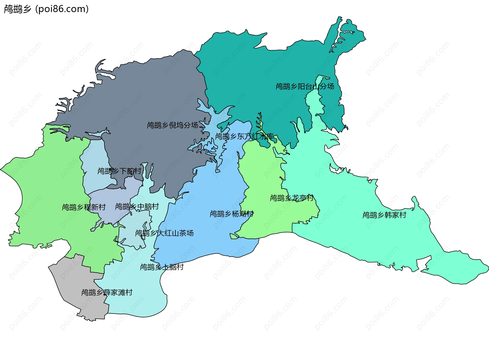 鸬鹚乡边界地图(五级行政区划)