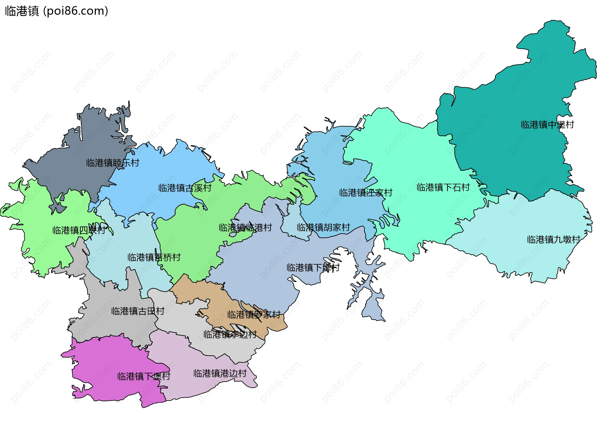 临港镇边界地图(五级行政区划)