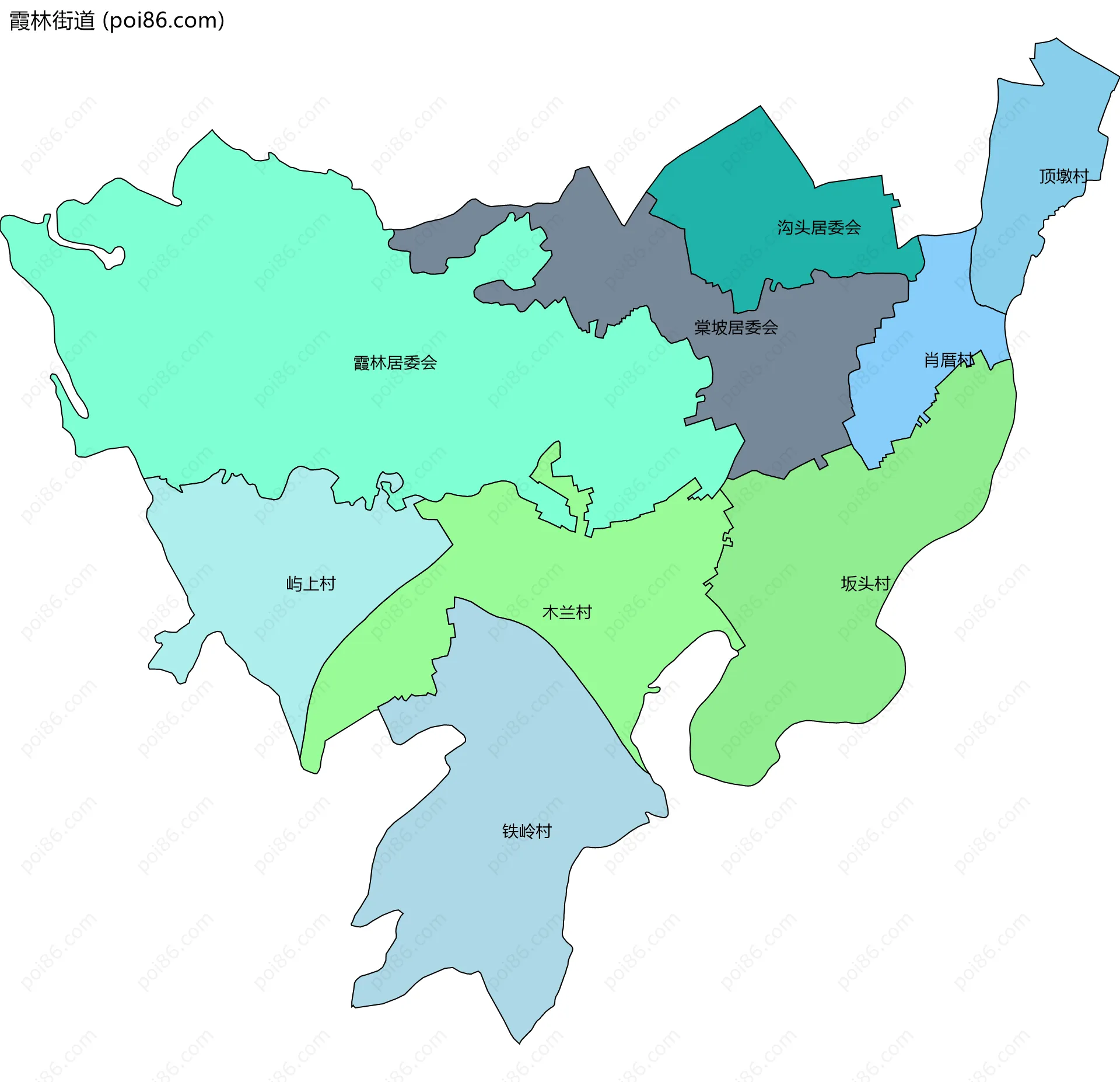 霞林街道边界地图(五级行政区划)