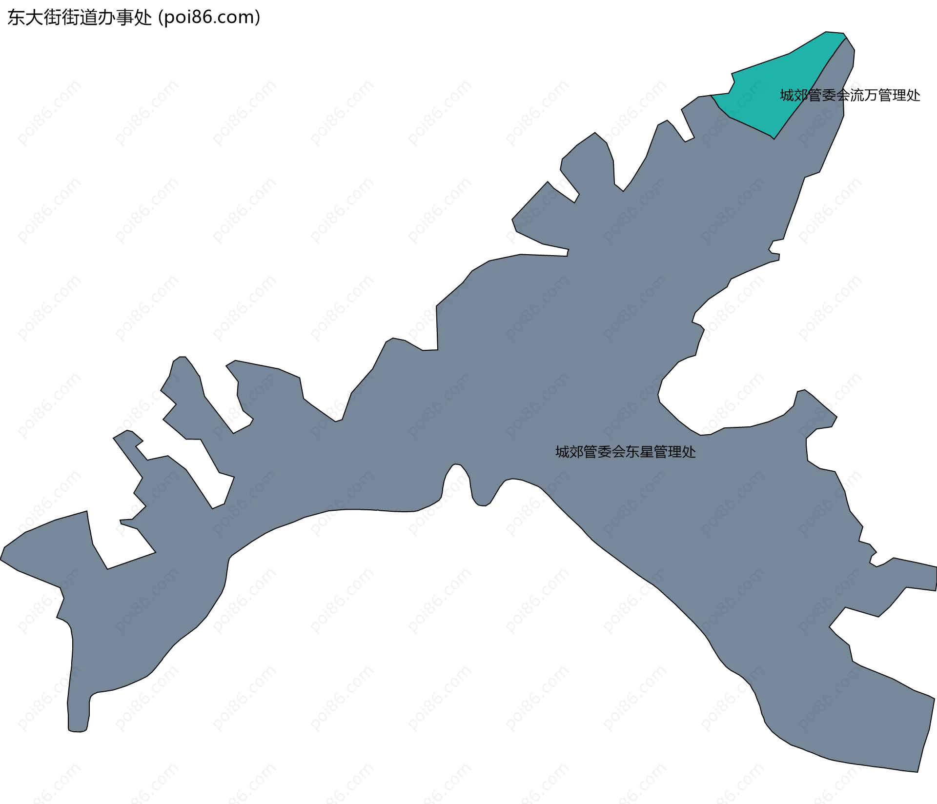 东大街街道办事处边界地图(五级行政区划)