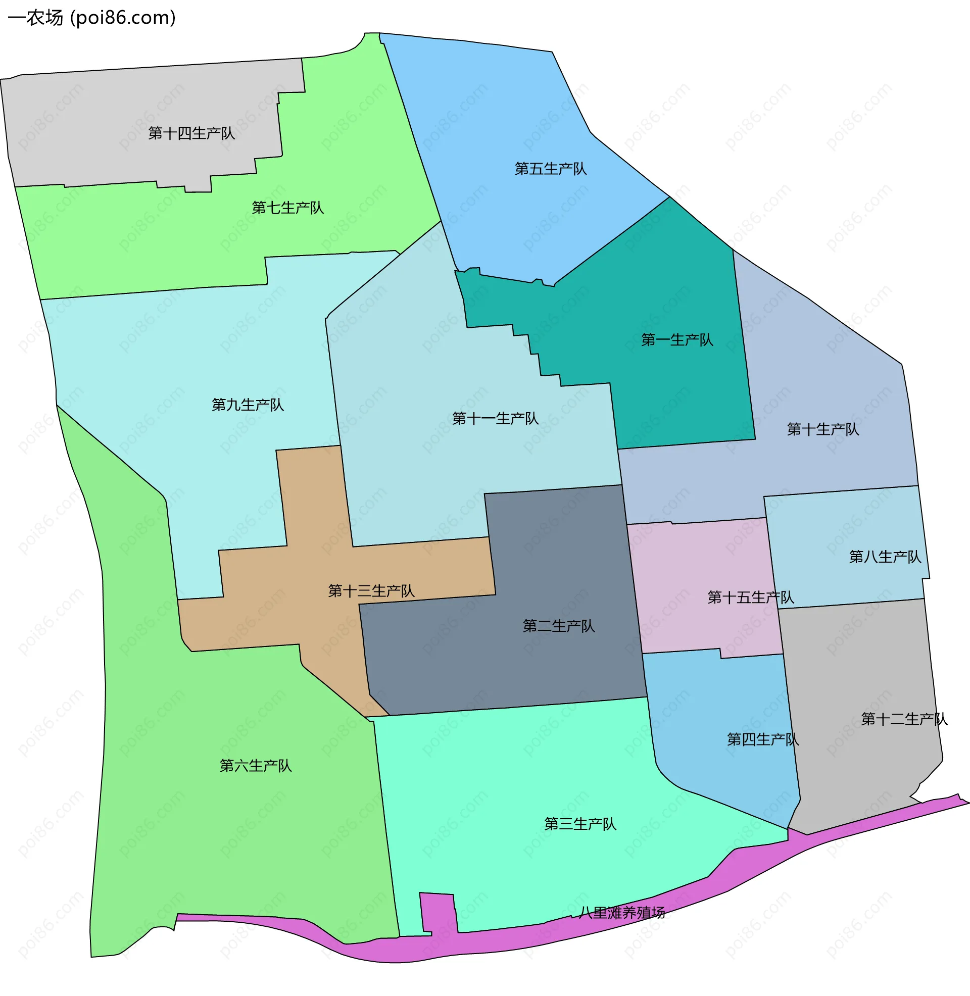 一农场边界地图(五级行政区划)