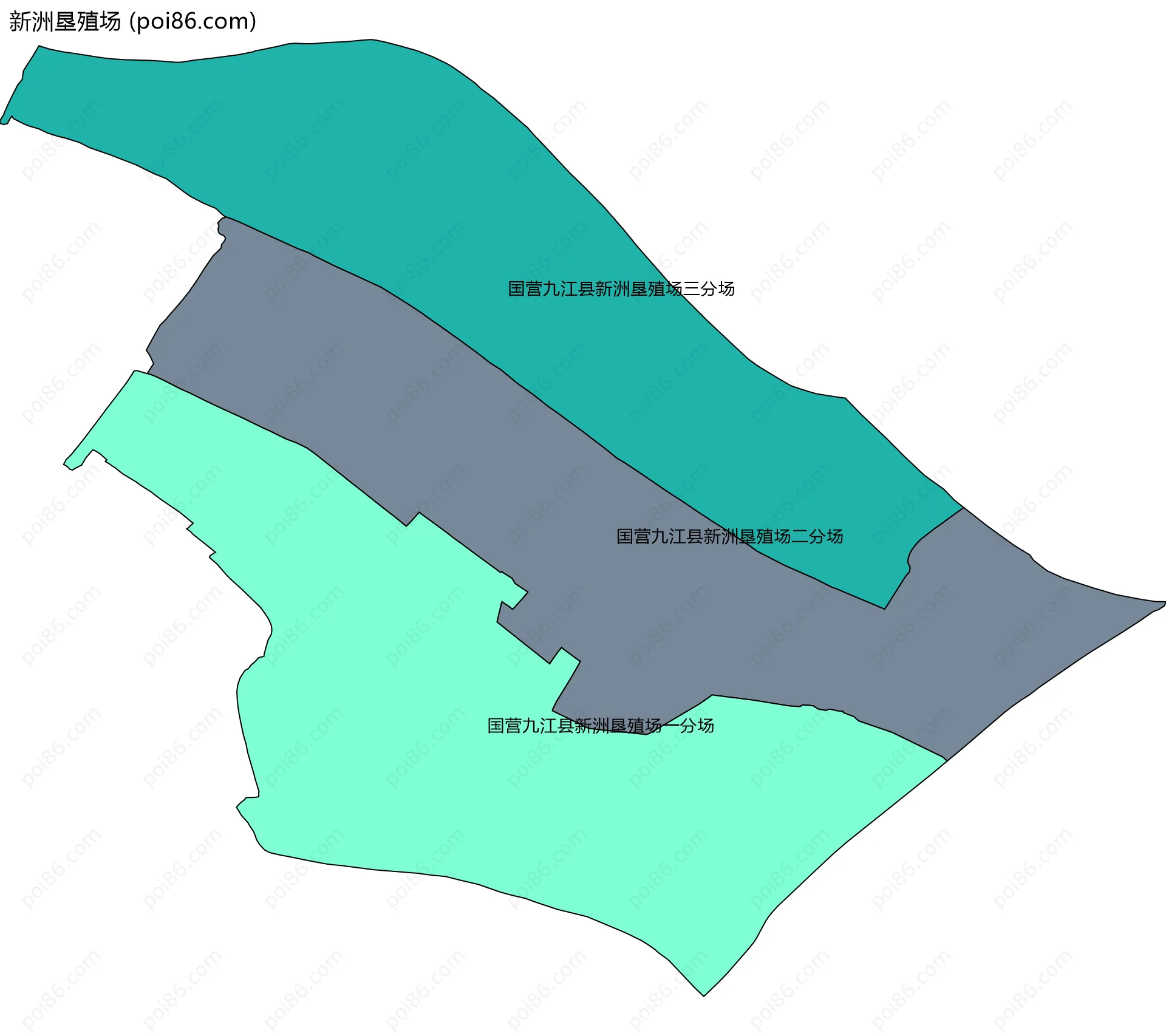 新洲垦殖场边界地图(五级行政区划)