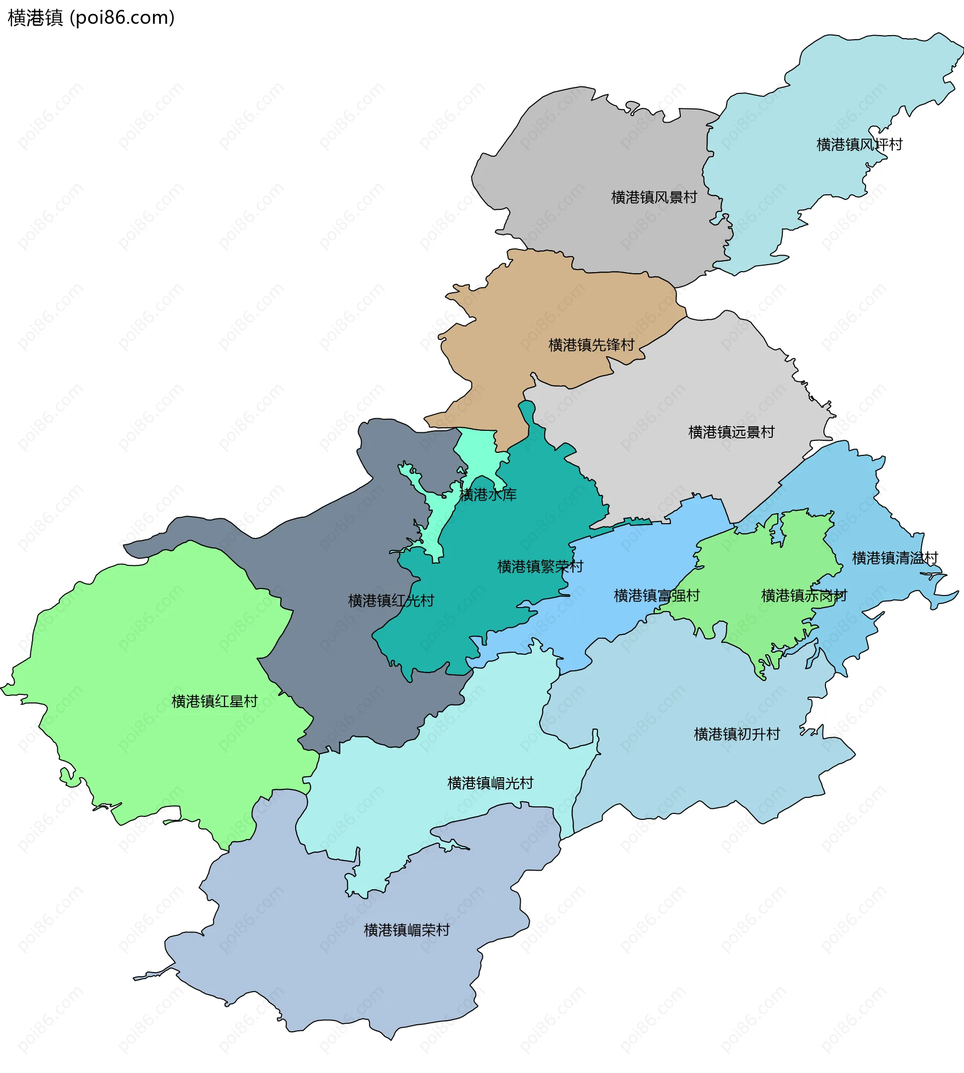 横港镇边界地图(五级行政区划)