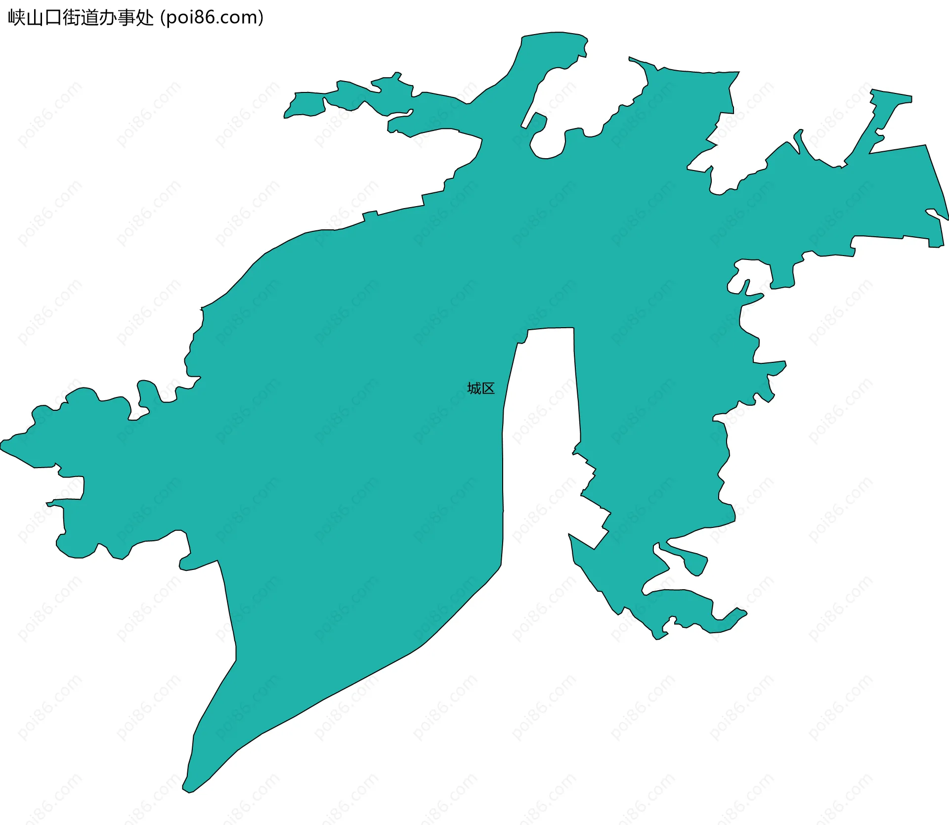 峡山口街道办事处边界地图(五级行政区划)