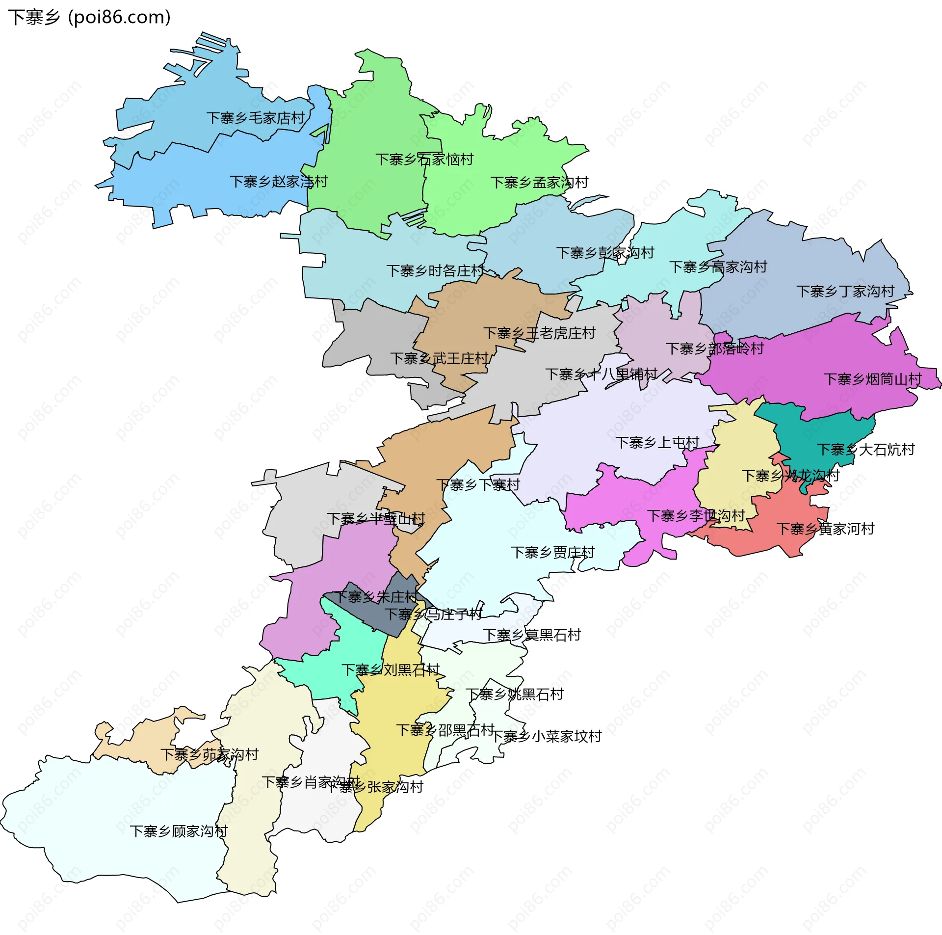 下寨乡边界地图(五级行政区划)